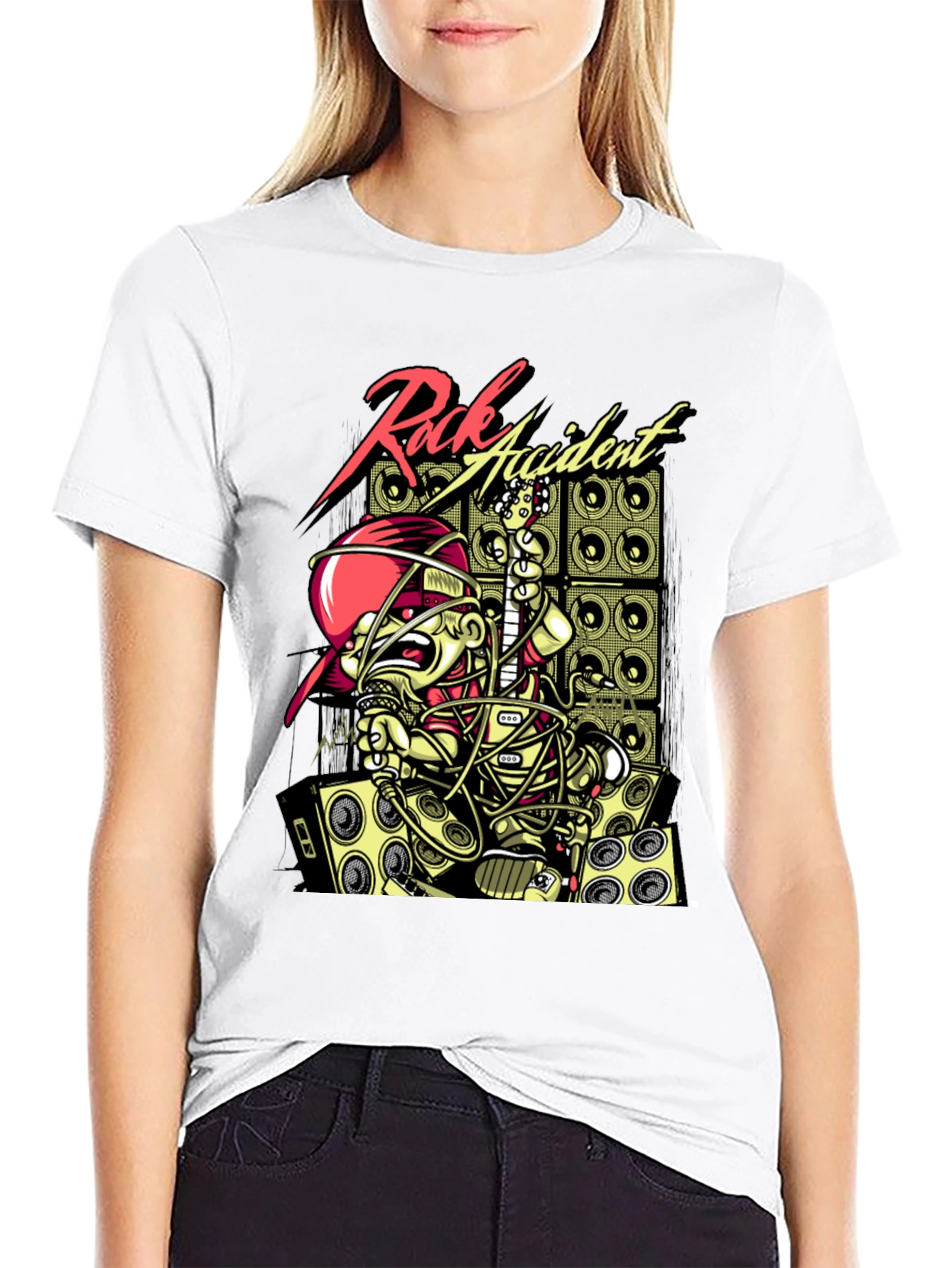 Black Rock Accident Graphic Print Black T-Shirt view 9