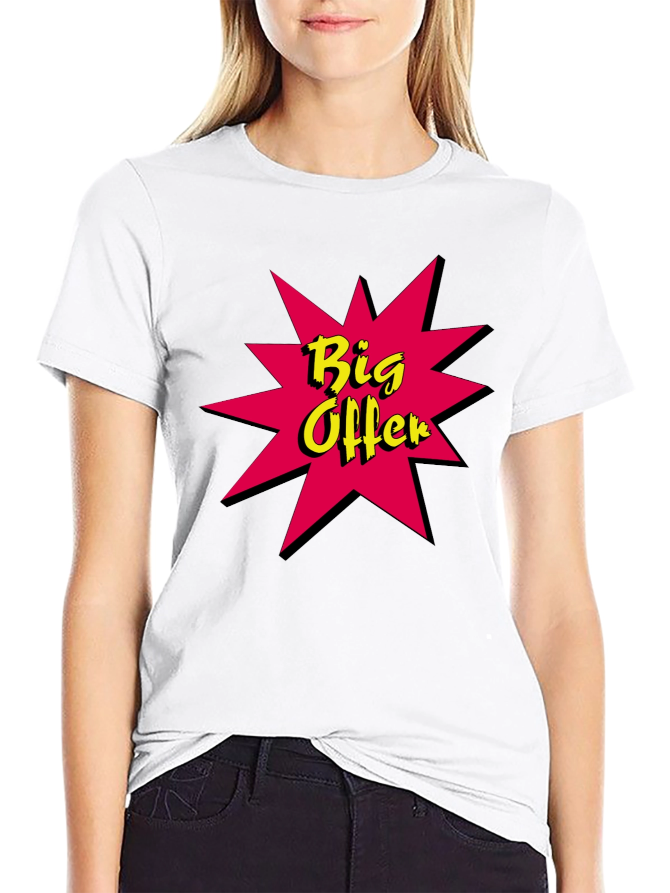 Black Big Offer Graphic Tee - Stylish Black Cotton T-Shirt view 9