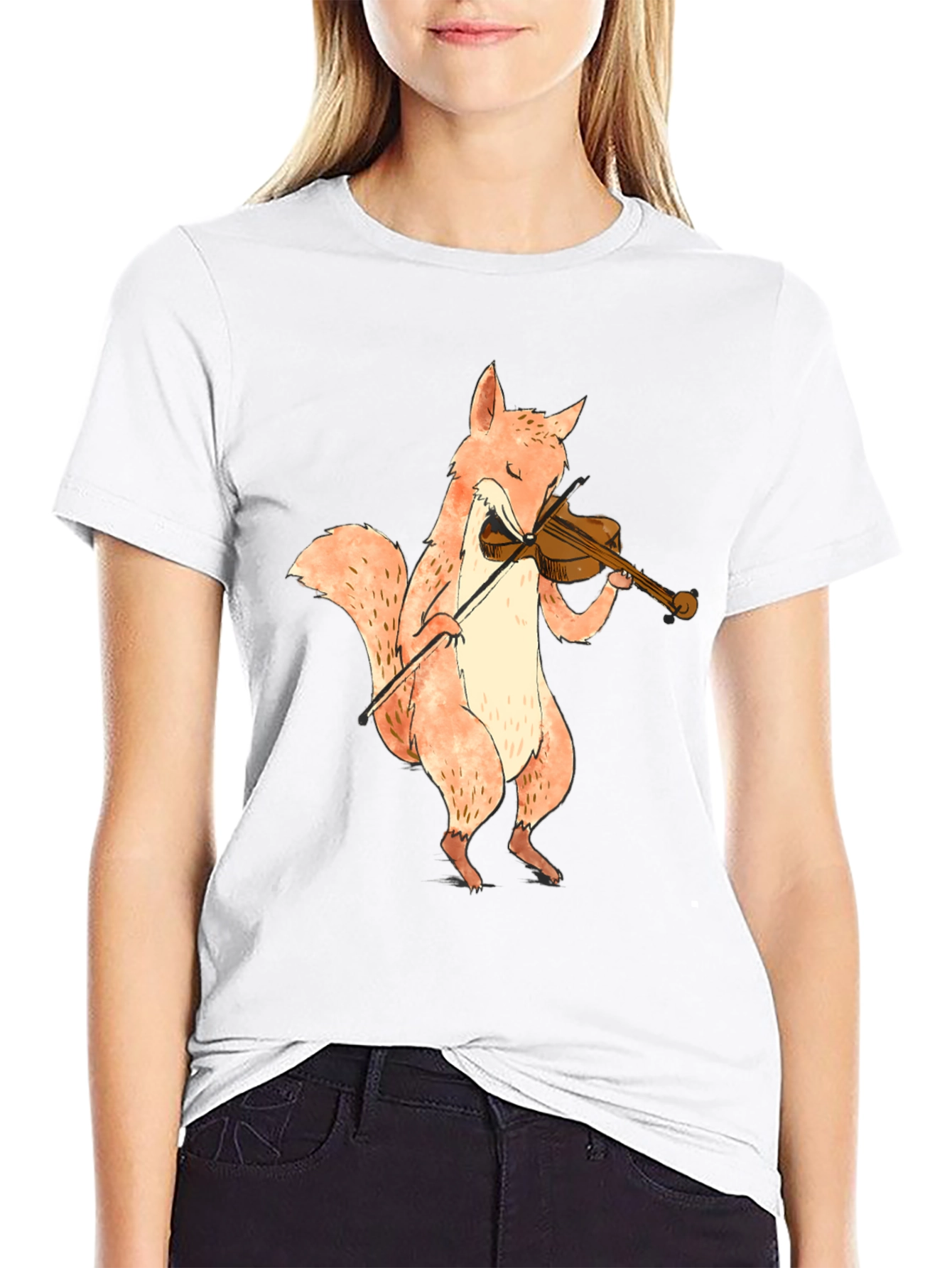 Black Fox Playing Violin Graphic T-Shirt - Unisex view 9