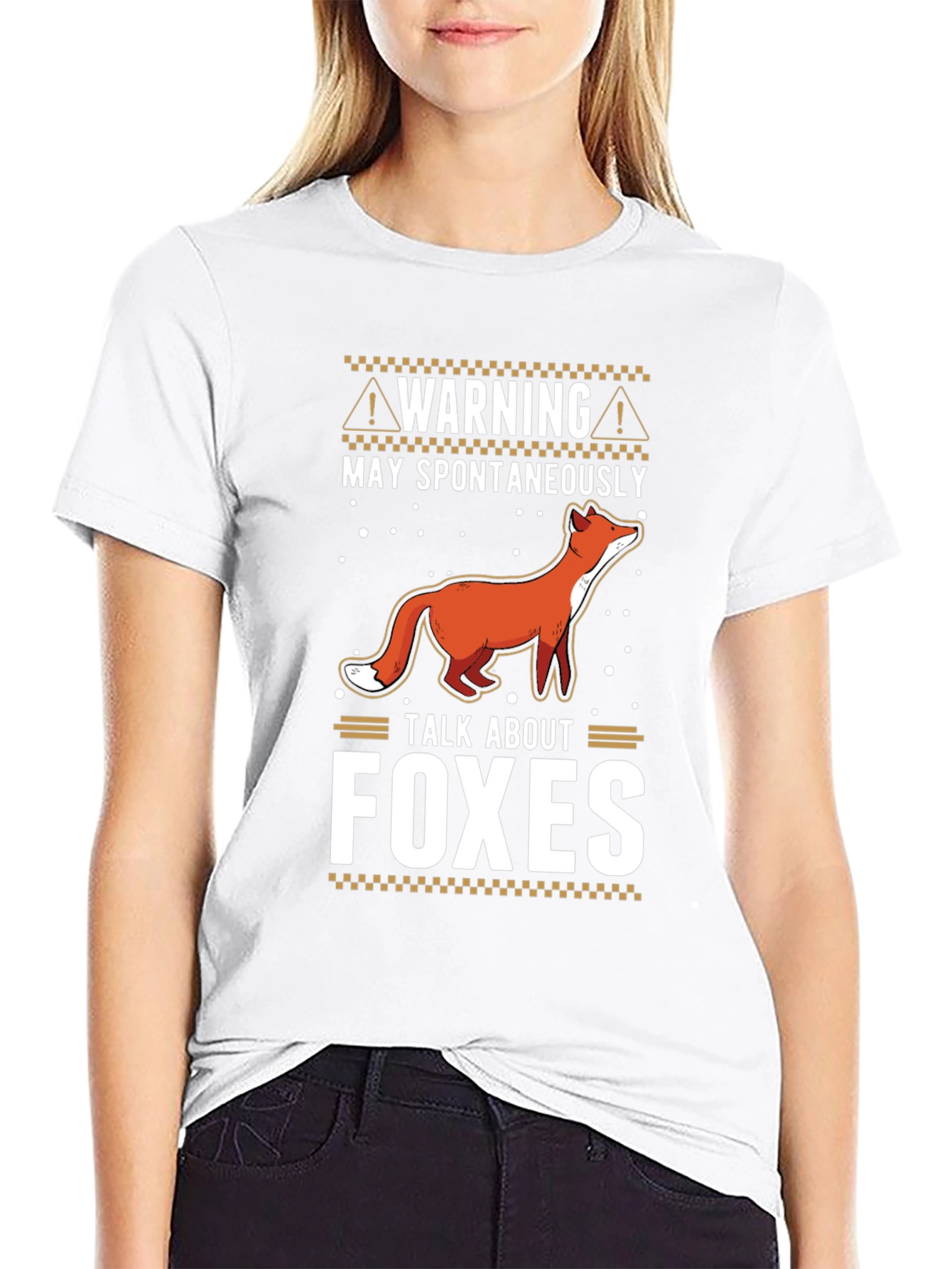 Black Warning May Spontaneously Talk About Foxes T-Shirt view 9