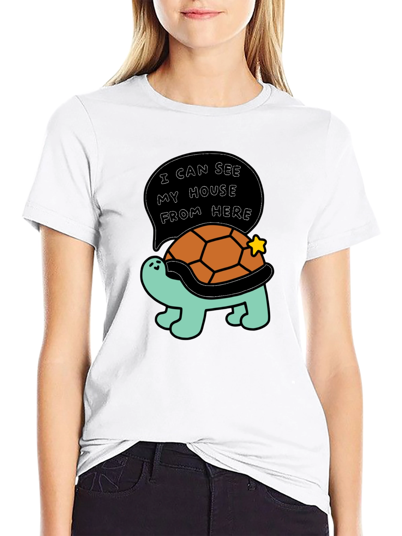 Black Funny Turtle T-Shirt - I Can See My House From Here view 9