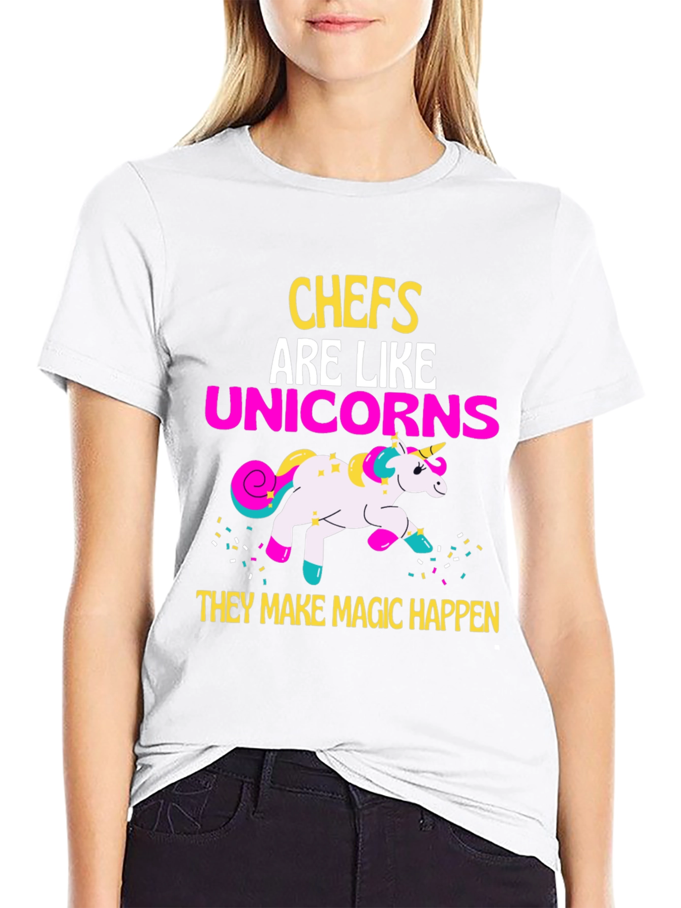 Black Chef Unicorn Graphic T-Shirt view 9