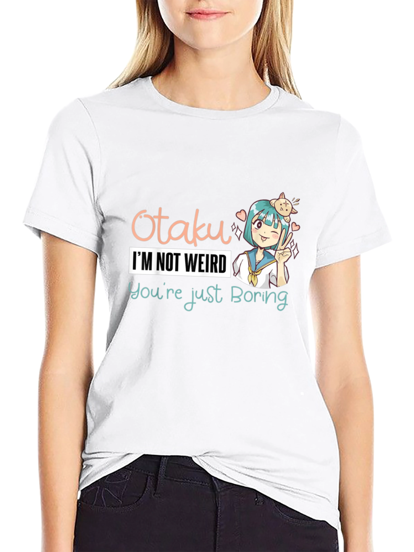 Black Otaku Anime T-Shirt - I'm Not Weird, You're Boring! view 9