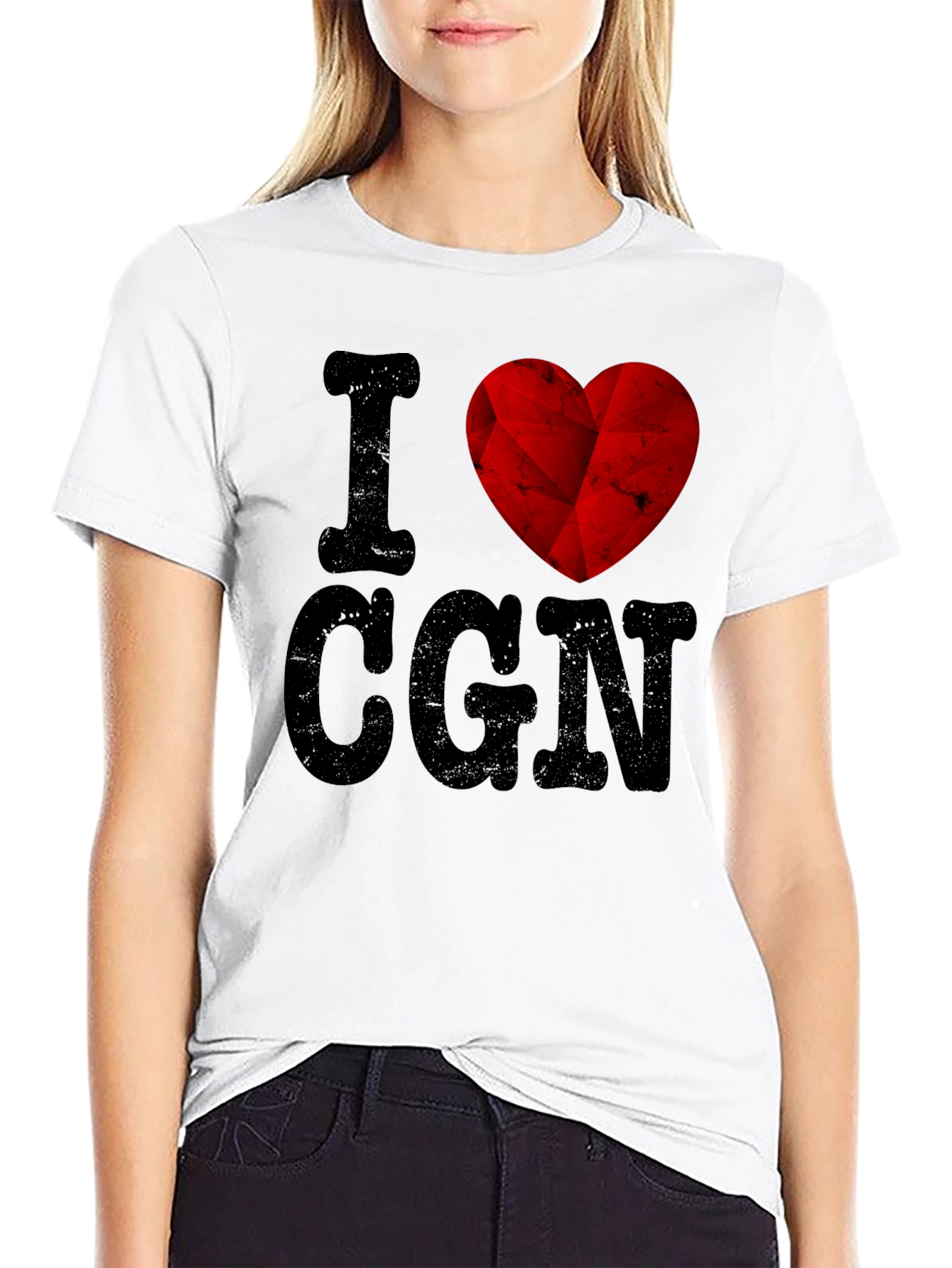 Black I Love CGN Graphic T-Shirt - Black Cotton Tee view 9