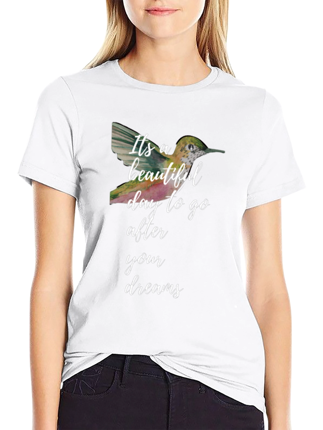 Black Beautiful Day Hummingbird T-Shirt view 9