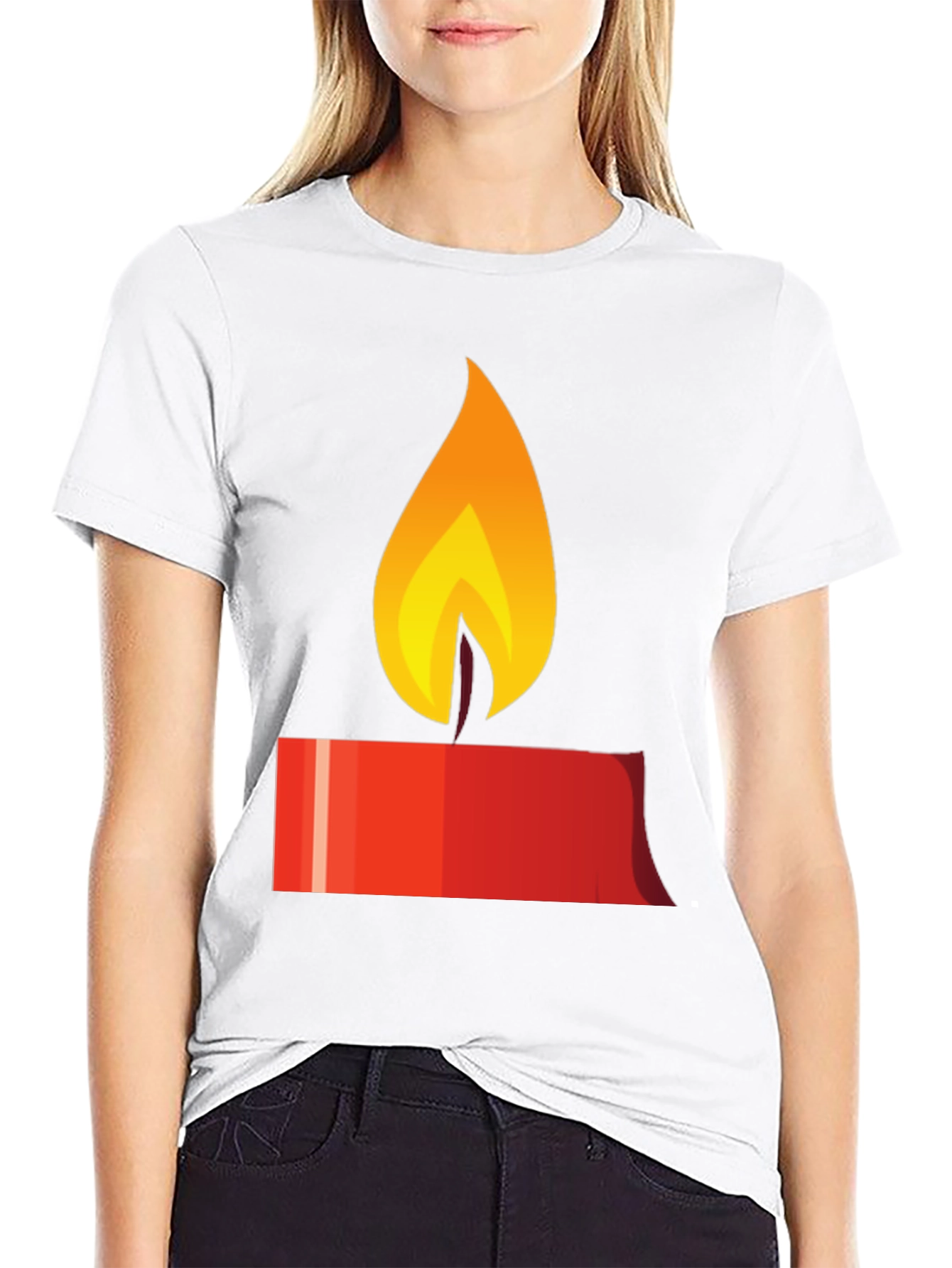 Black Candle Flame Graphic Tee - Black Unisex T-Shirt view 9