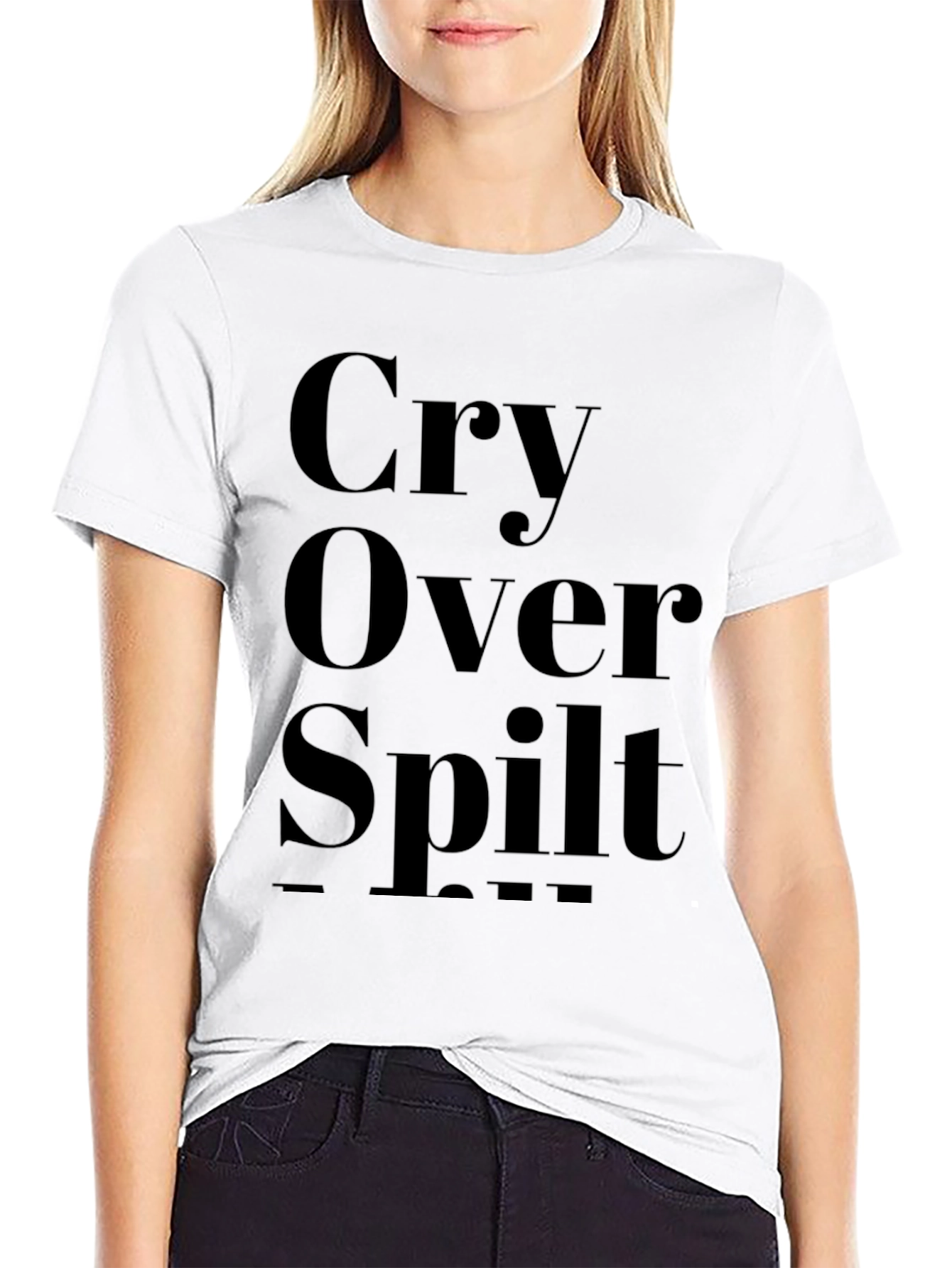 Black Cry Over Spilt Milk T-Shirt - Soft Cotton Graphic Tee view 9