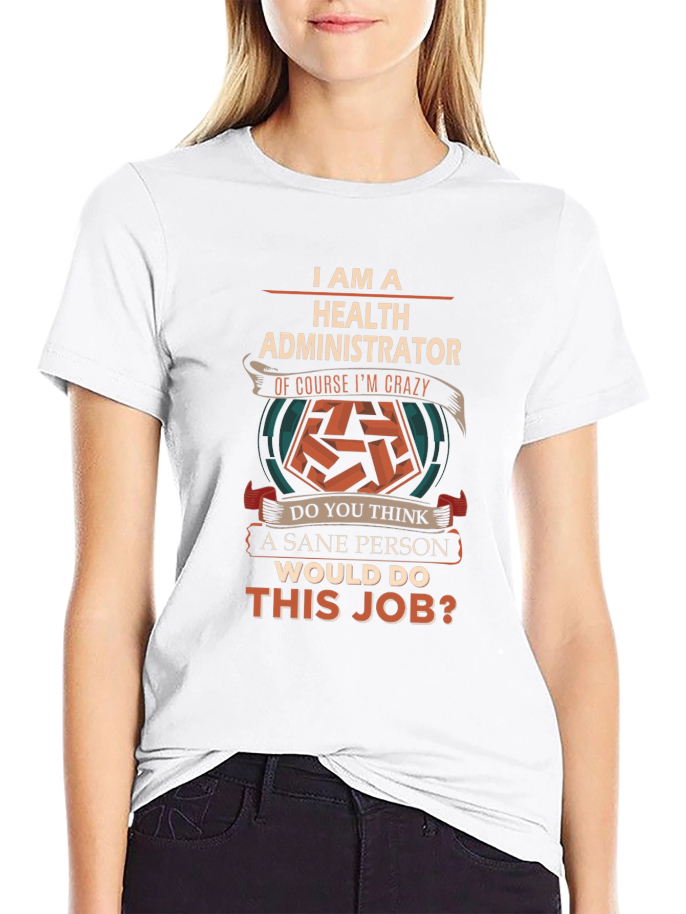 Black Health Administrator Crazy Job T-Shirt view 9