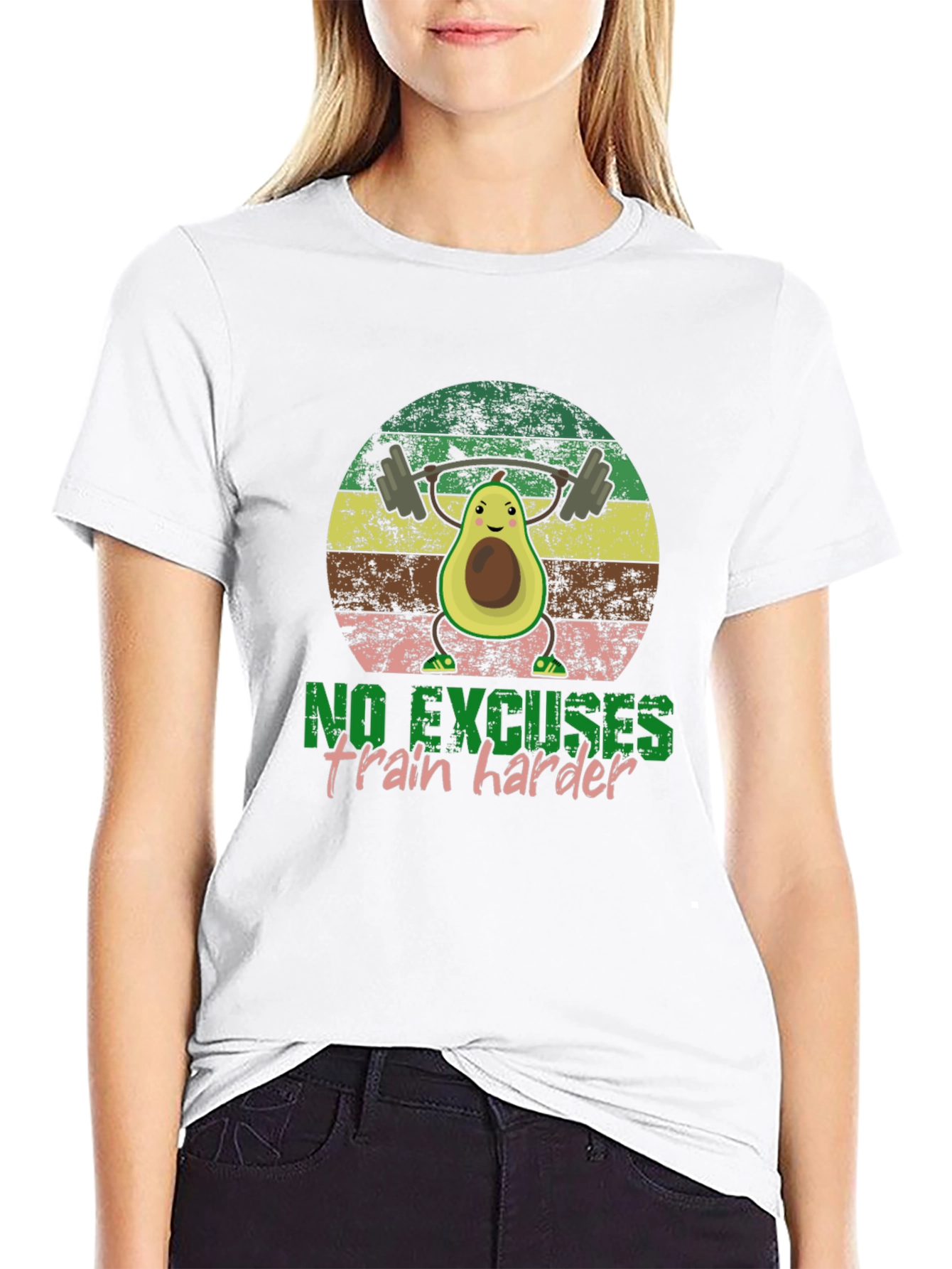 Black Funny Avocado Gym T-Shirt - No Excuses view 9