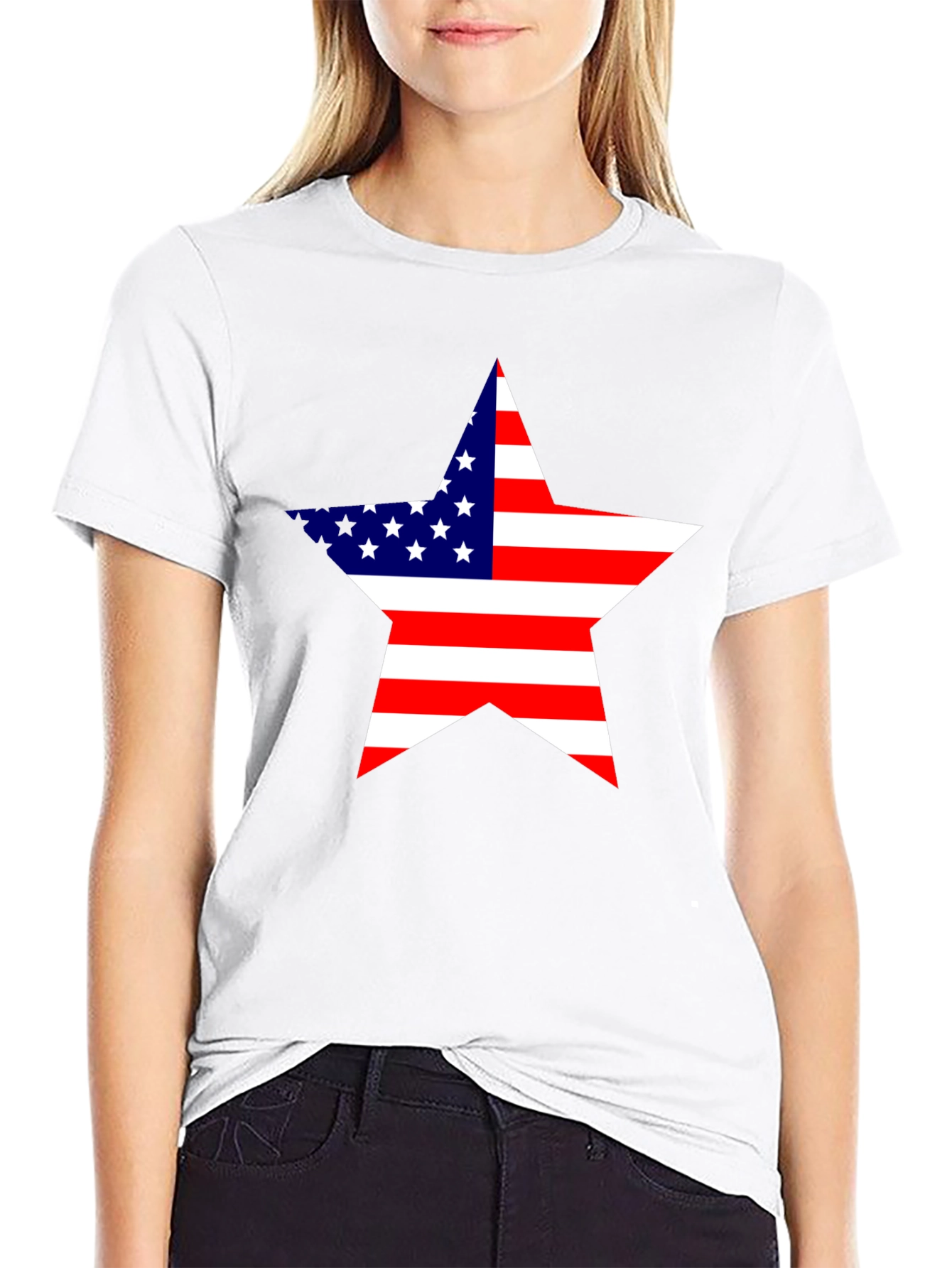 Black USA Flag Star Graphic Black T-Shirt view 9