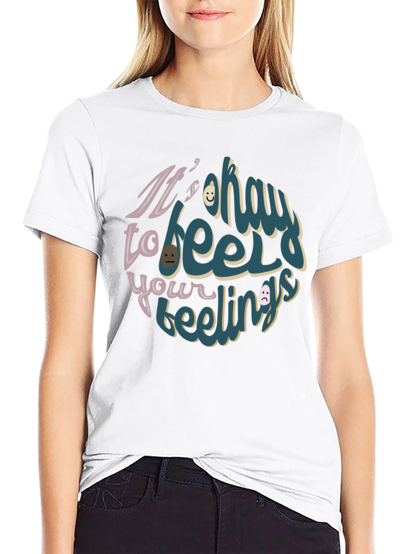 Black It's Okay to Feel Your Feelings Graphic Tee view 9