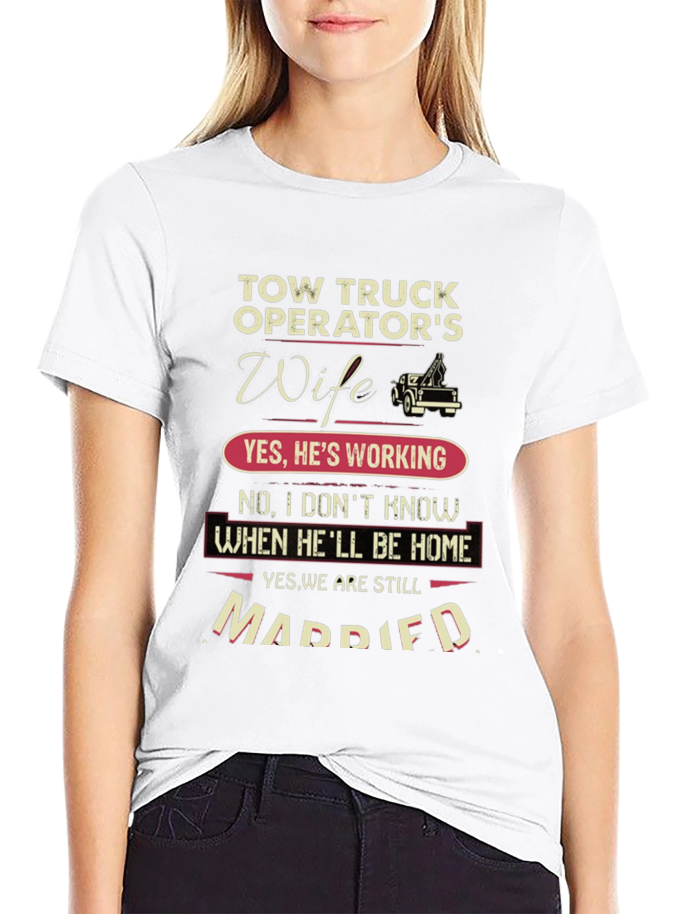 Black Tow Truck Operator's Wife Graphic T-Shirt view 9
