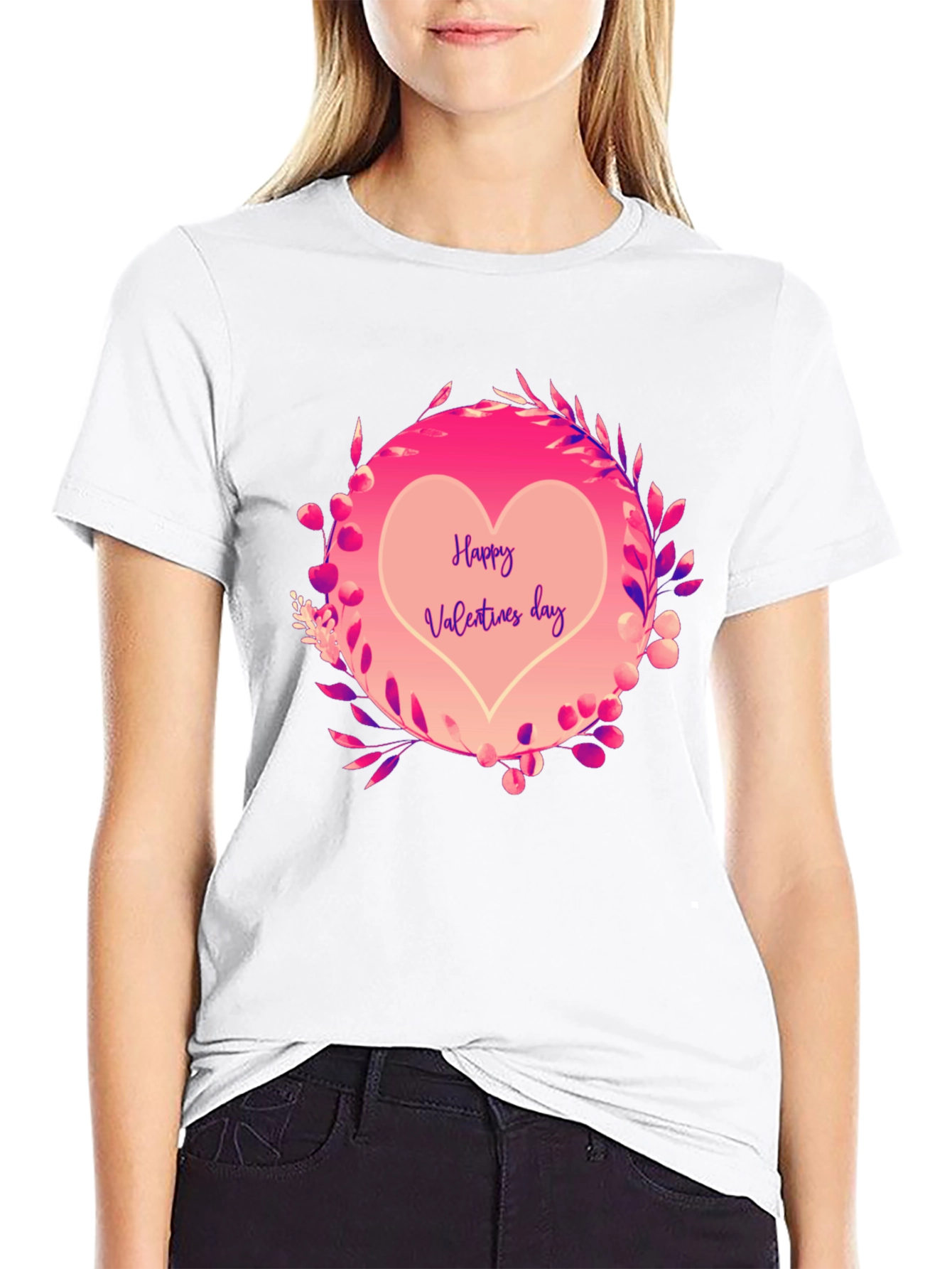 Black Happy Valentine's Day Heart Graphic Tee - Black view 9