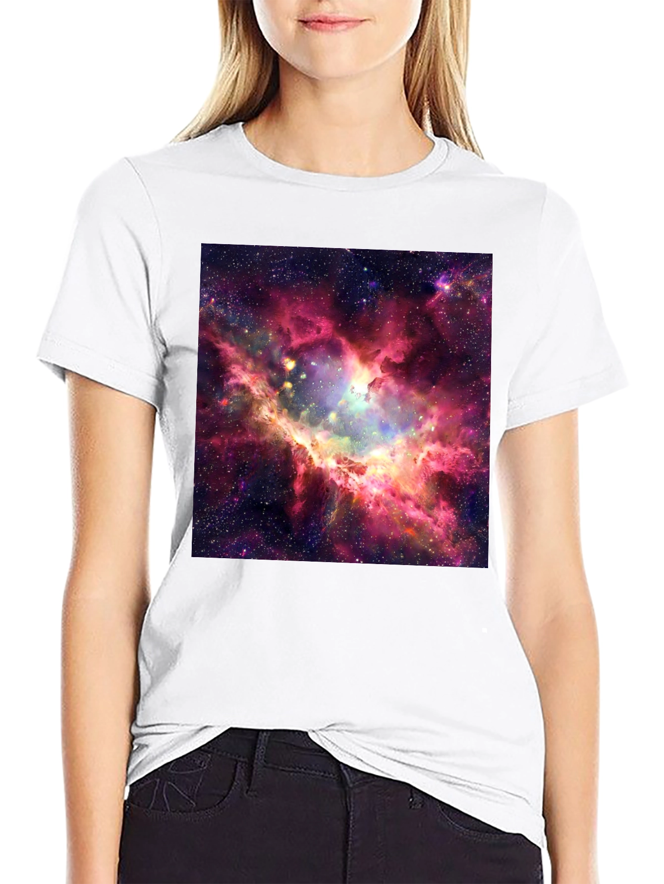 Black Nebula Print Black T-Shirt view 9