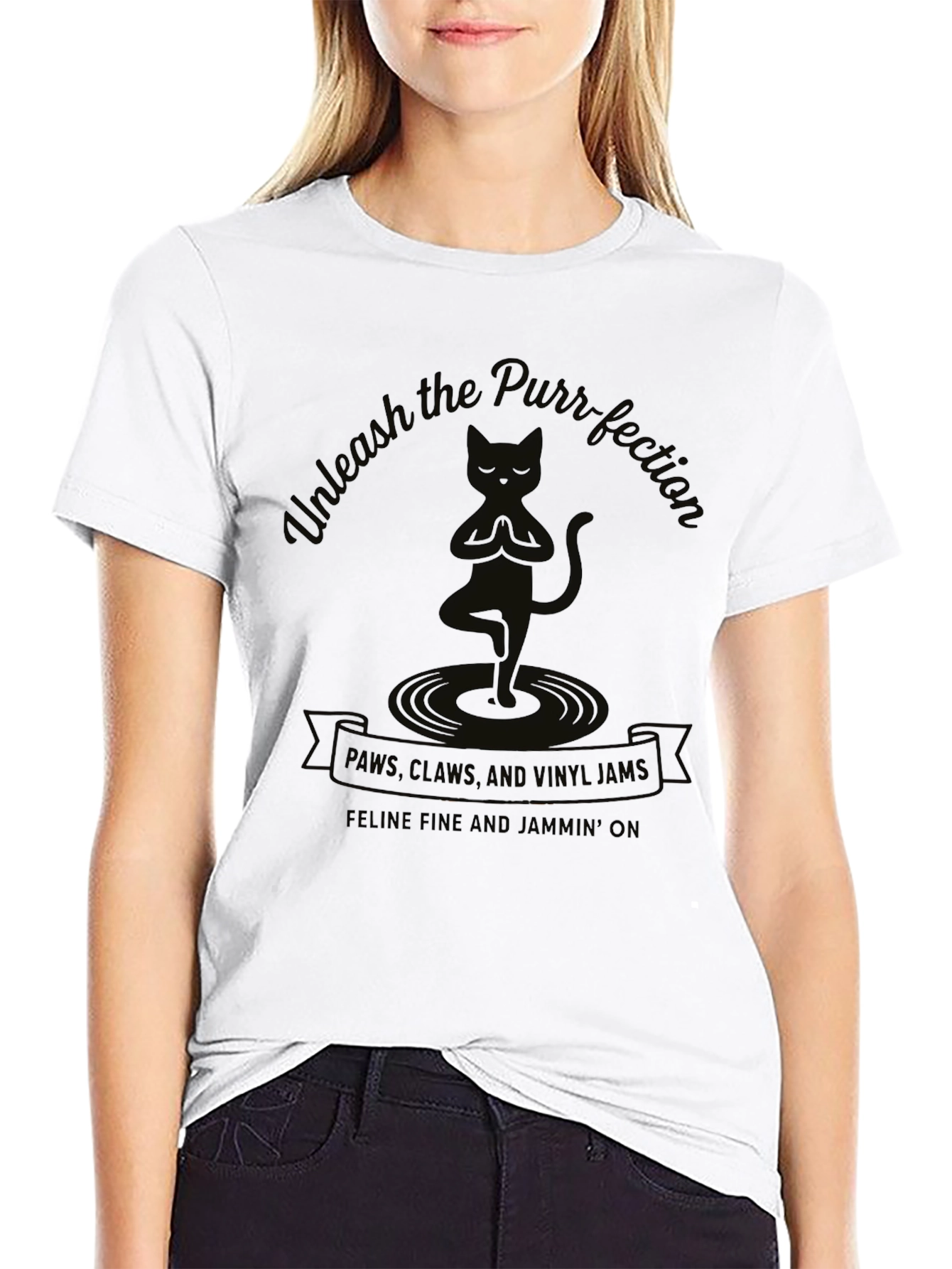 Black Unleash the Purr-fection T-Shirt - Feline Fine Tee view 9