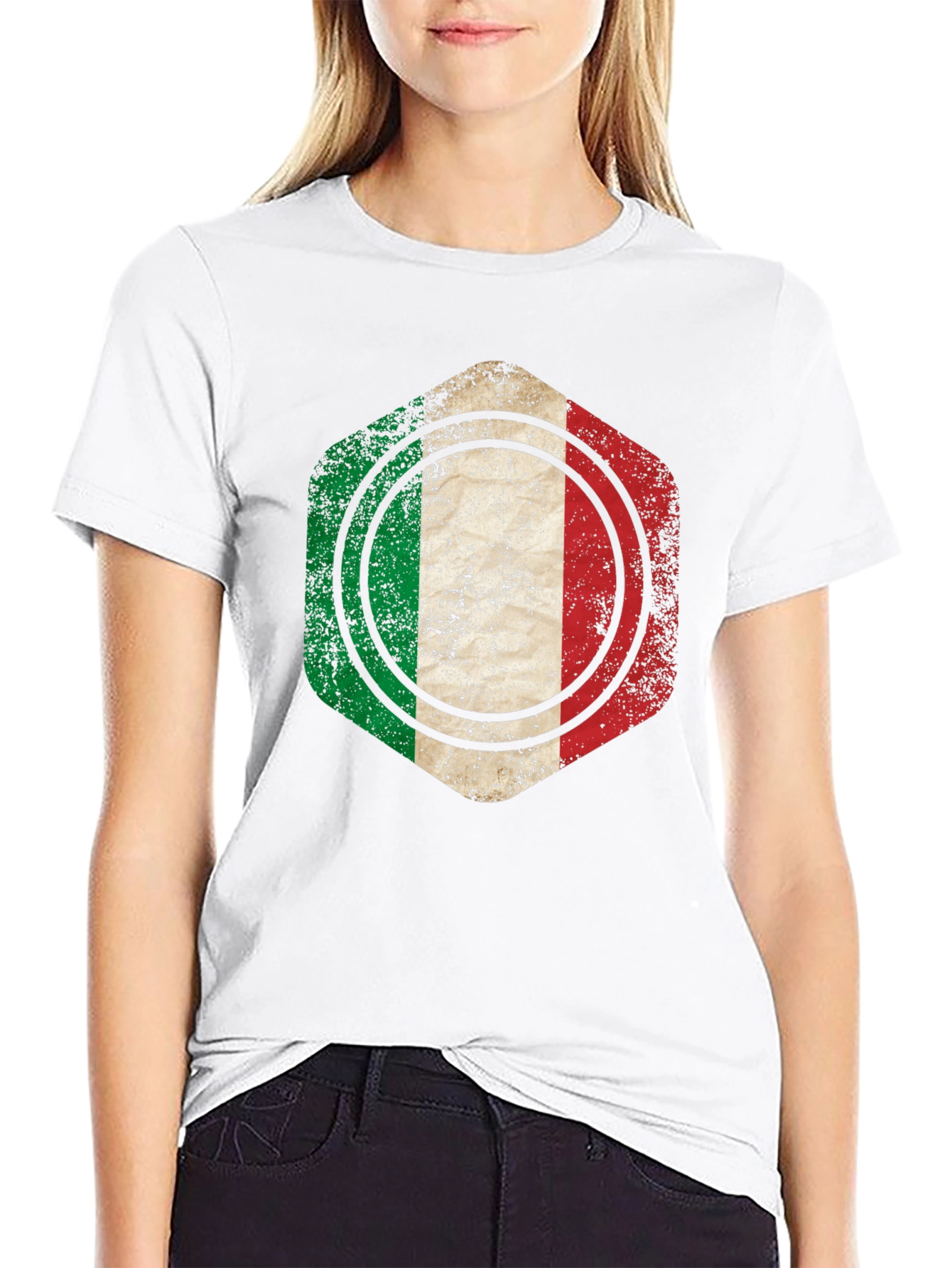 Black Italian Flag Graphic T-Shirt - Black Cotton Tee view 9