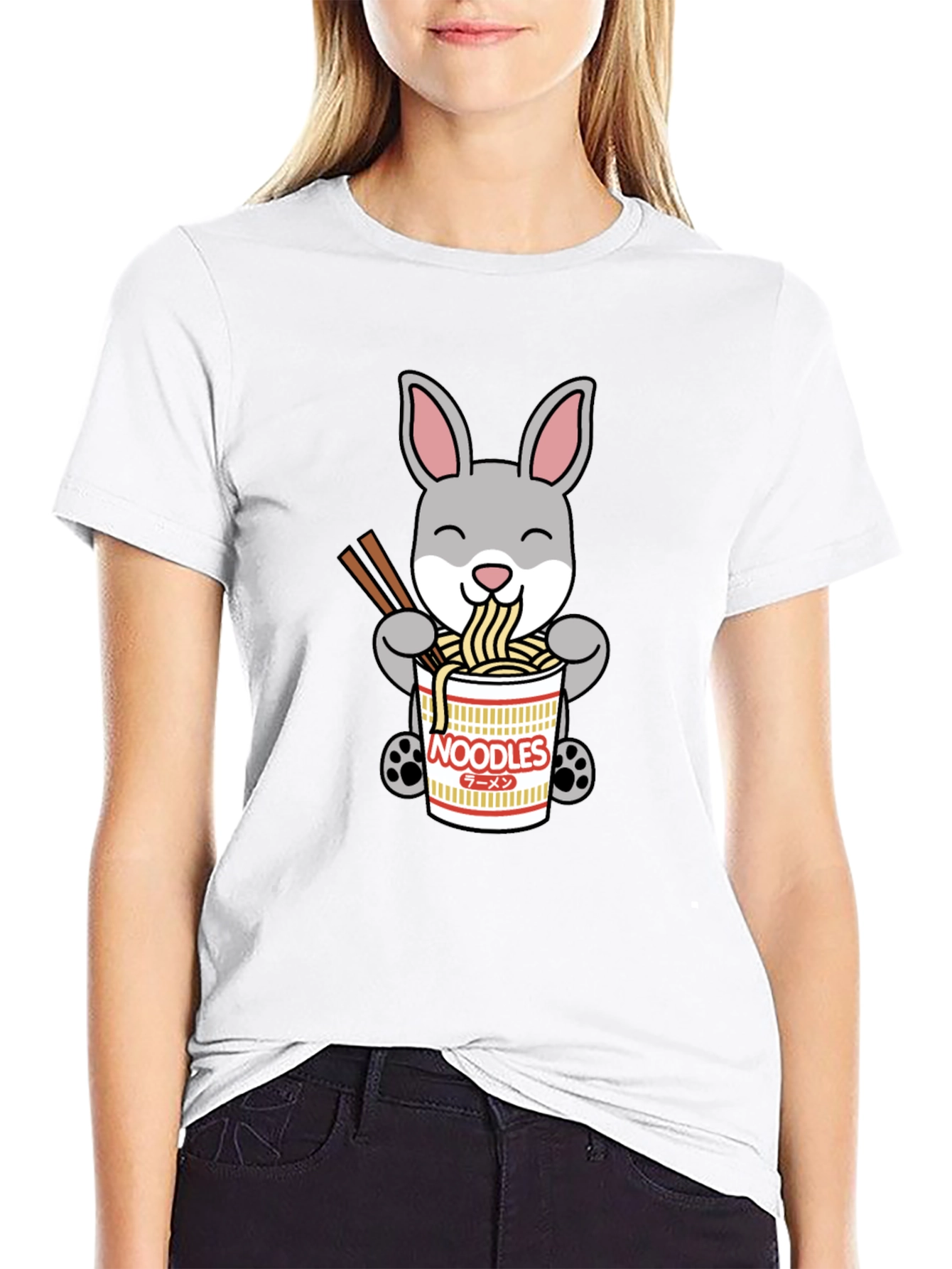 Black Rabbit Ramen T-Shirt - Cute Noodle Bunny Tee view 9