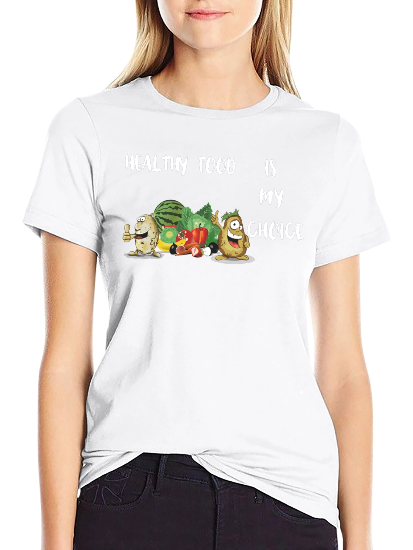 Black Healthy Food Choice T-Shirt - Black view 9