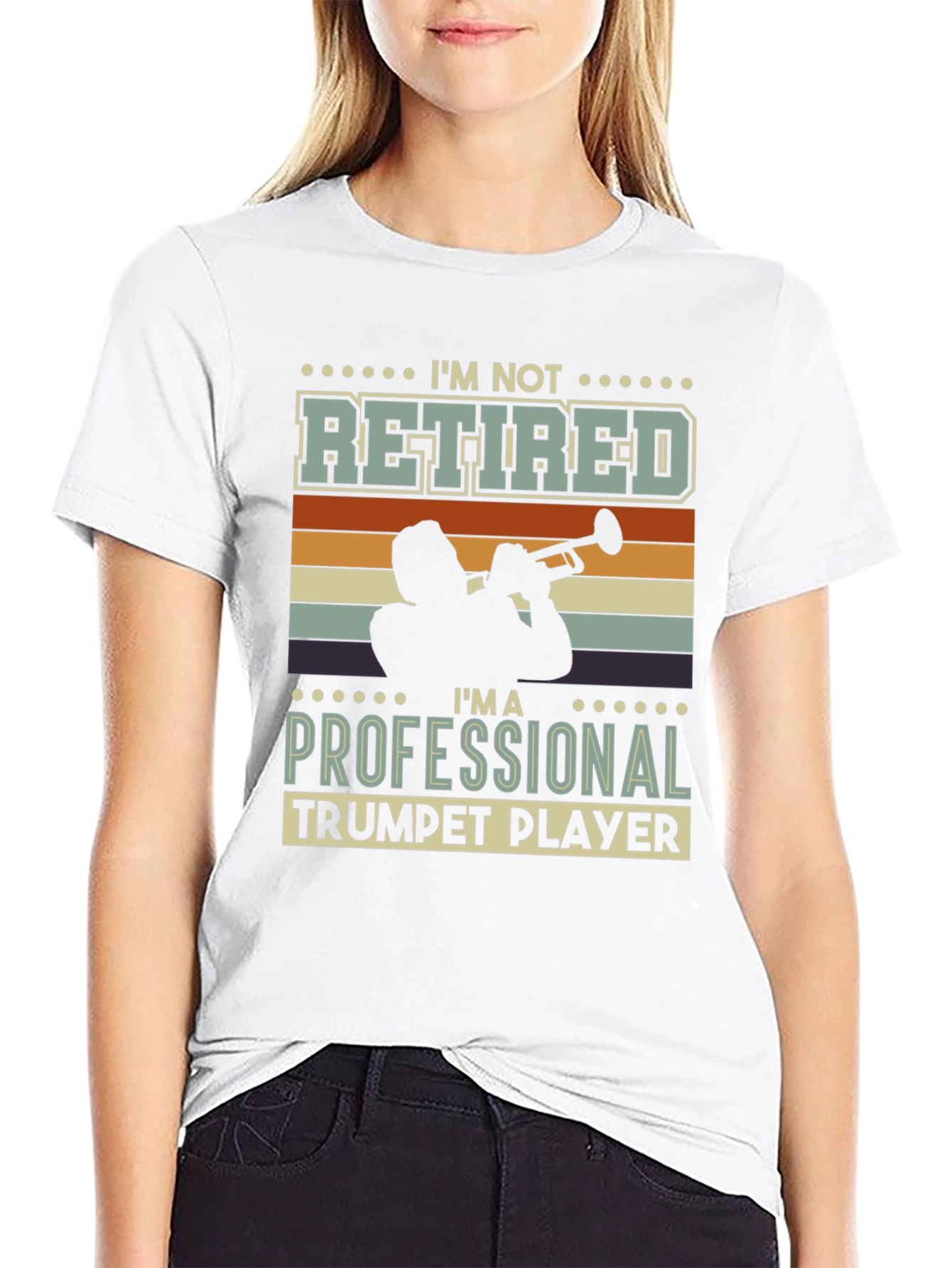 Black I'm Not Retired Trumpet Player Graphic Tee view 9