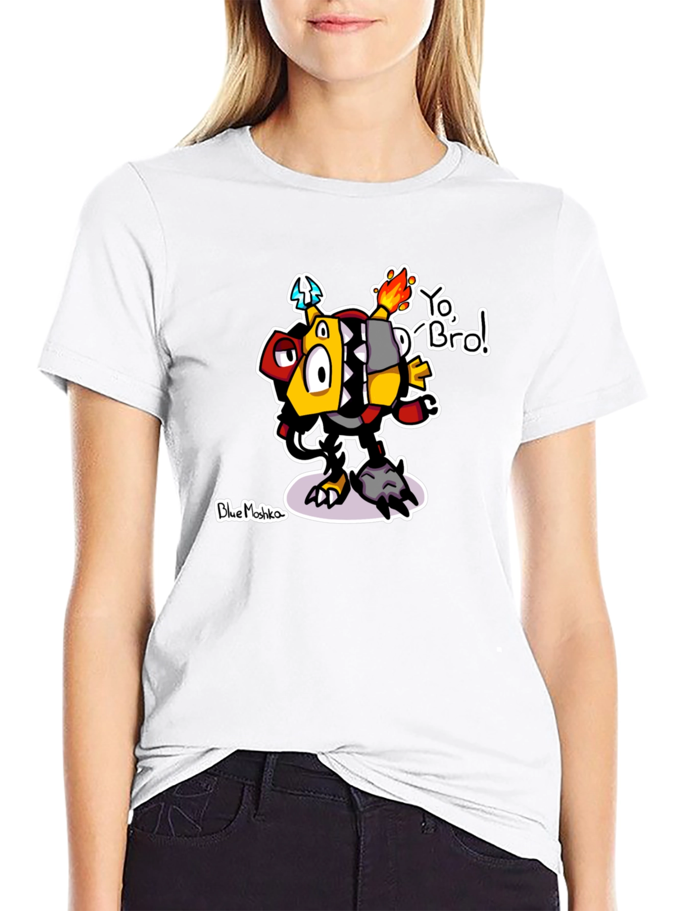 Black Yo Bro! Graphic T-Shirt - Unique Cartoon Design view 9