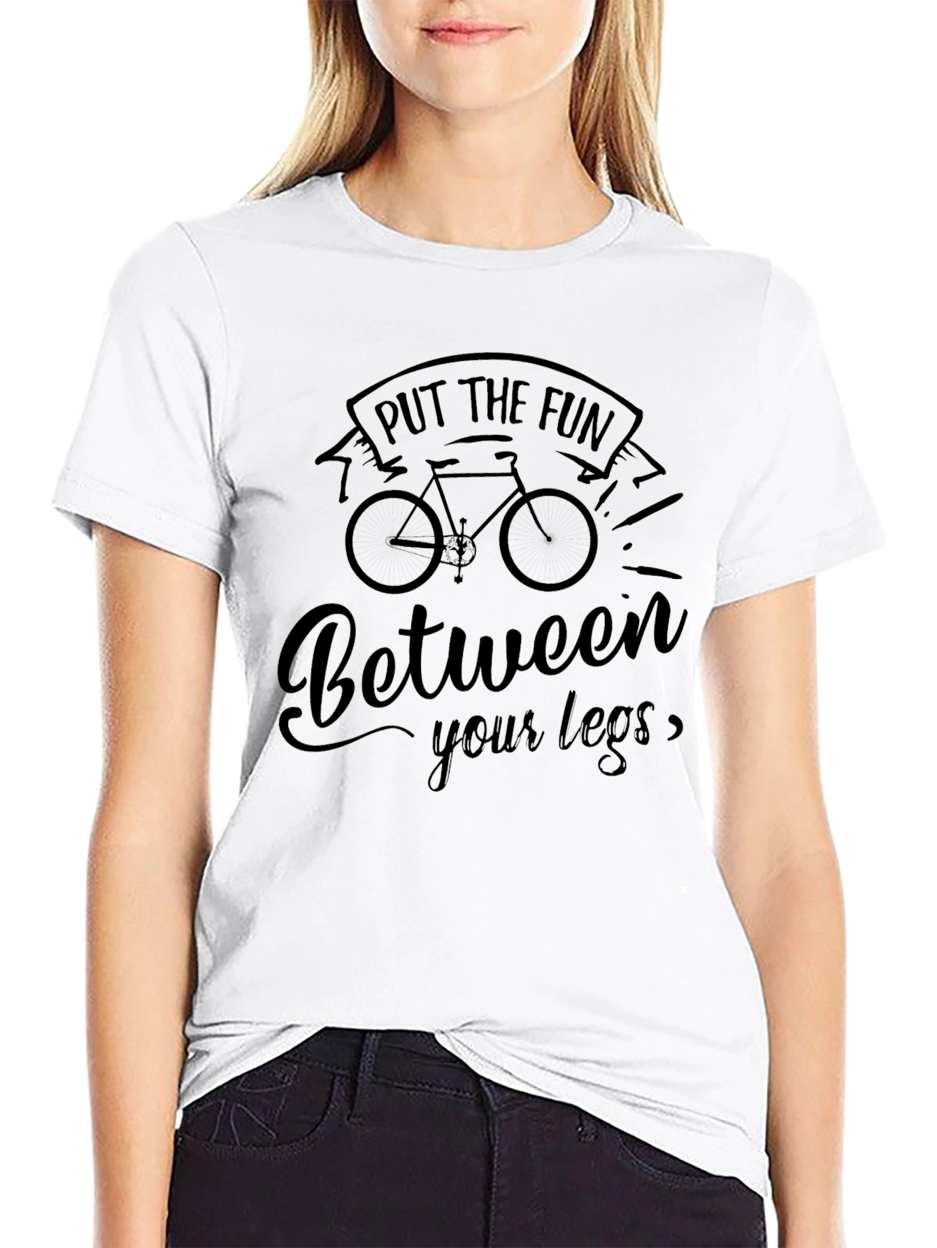 Black Funny Bike T-Shirt - Put the Fun Between Your Legs! view 9