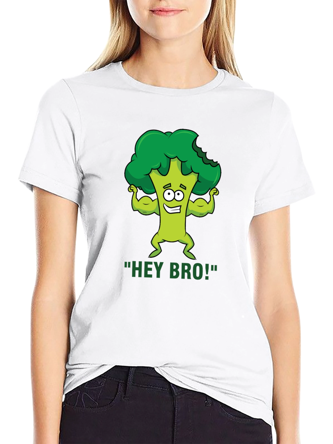 Black Hey Bro! Broccoli Gym Humor T-Shirt view 9
