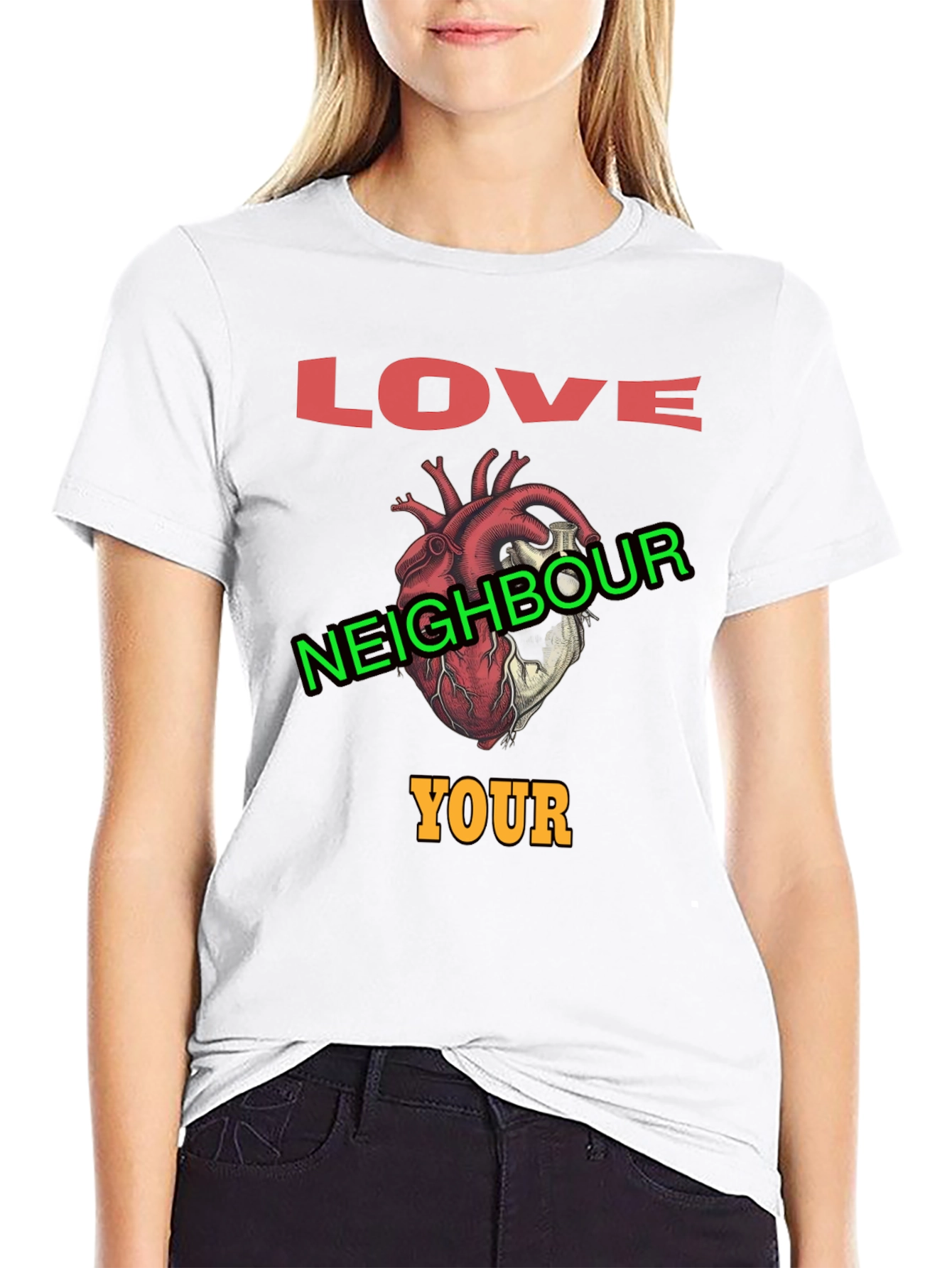 Black Love Your Neighbour T-Shirt Graphic Print view 9