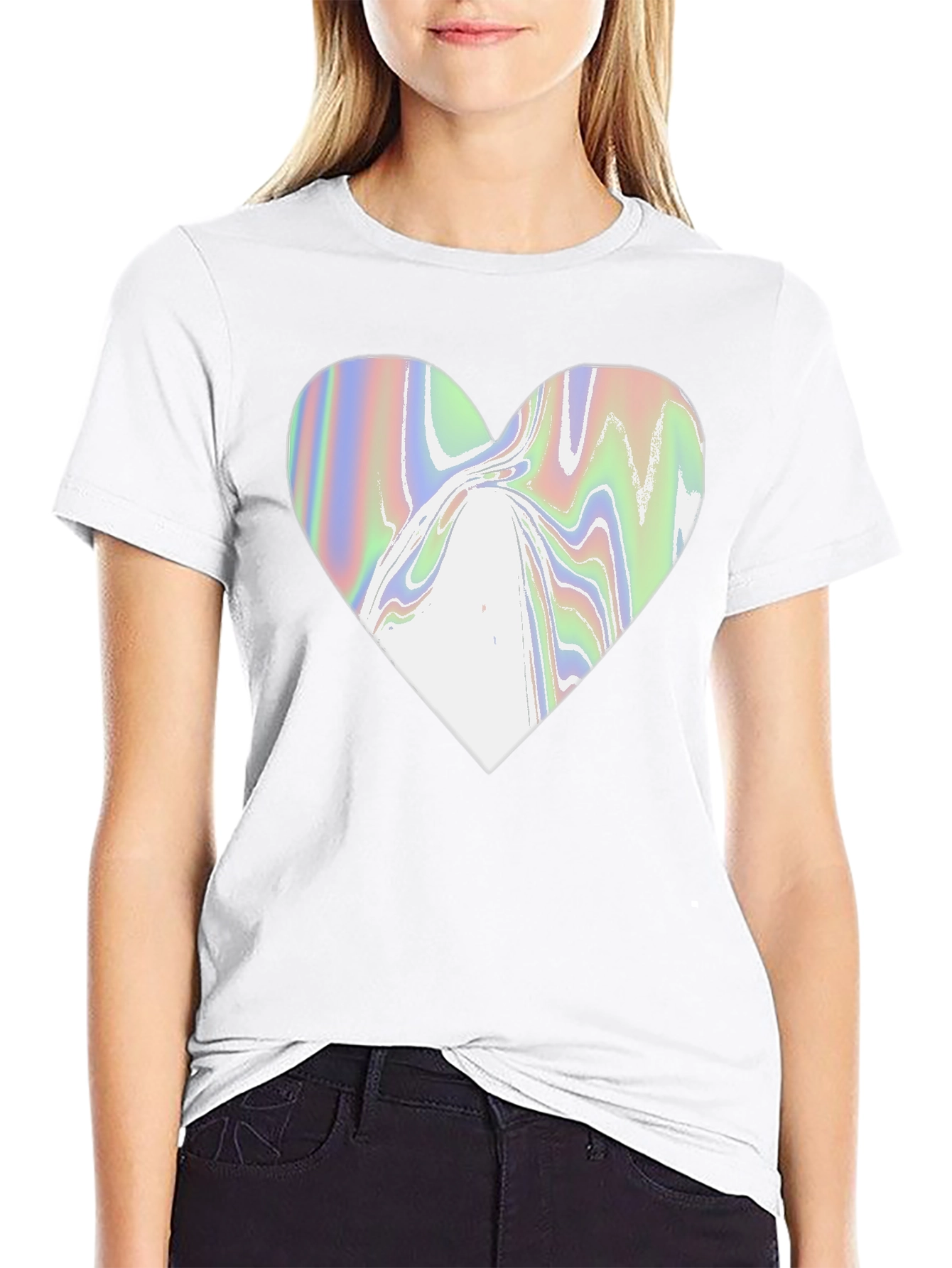Black Abstract Heart Graphic Tee - Modern Black T-Shirt view 9