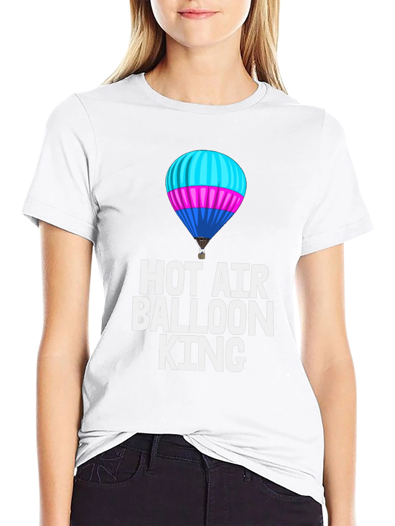 Black Hot Air Balloon King Black T-Shirt view 9
