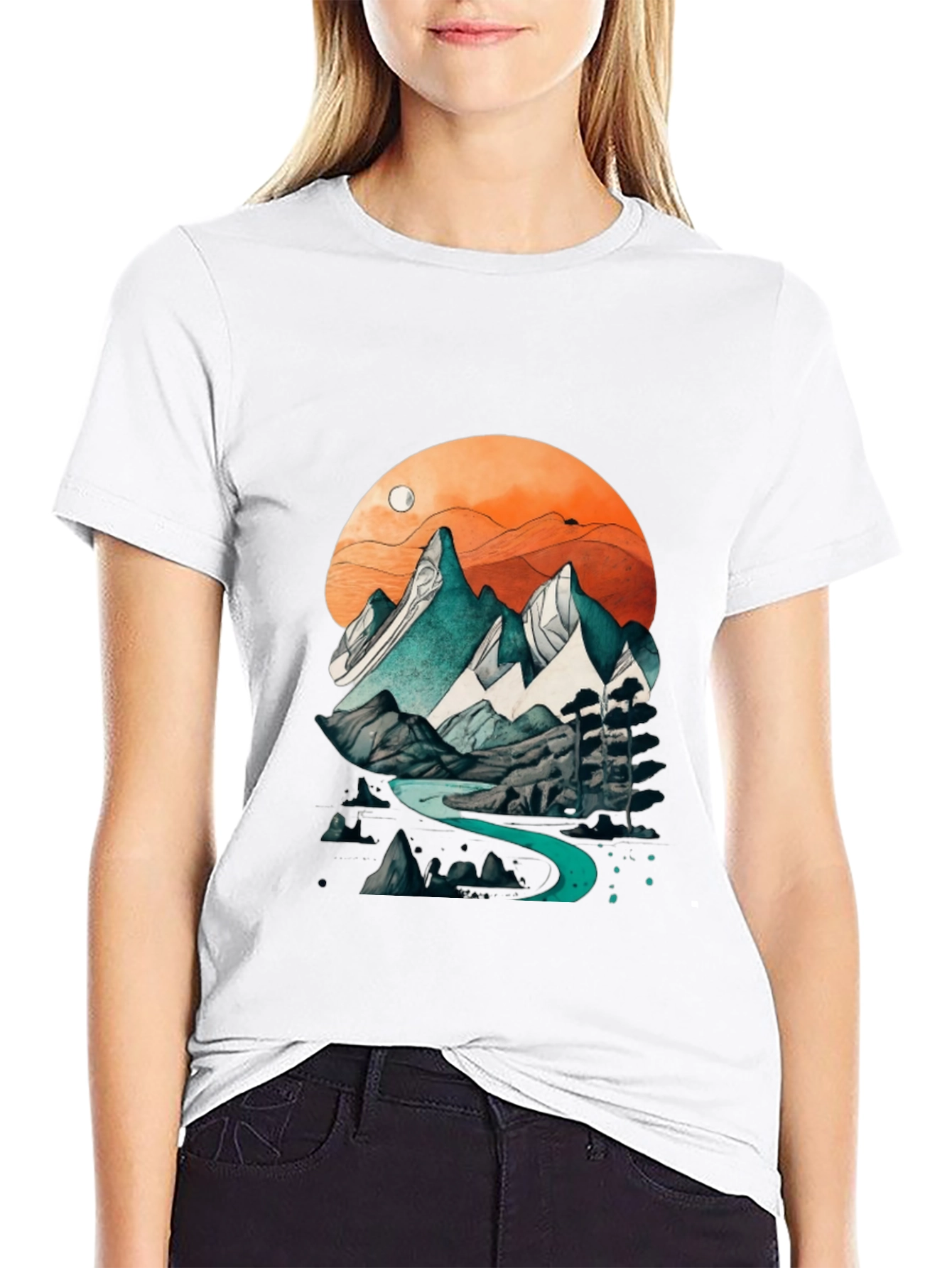 Black Mountain River Graphic Tee - Nature Inspired Design view 9