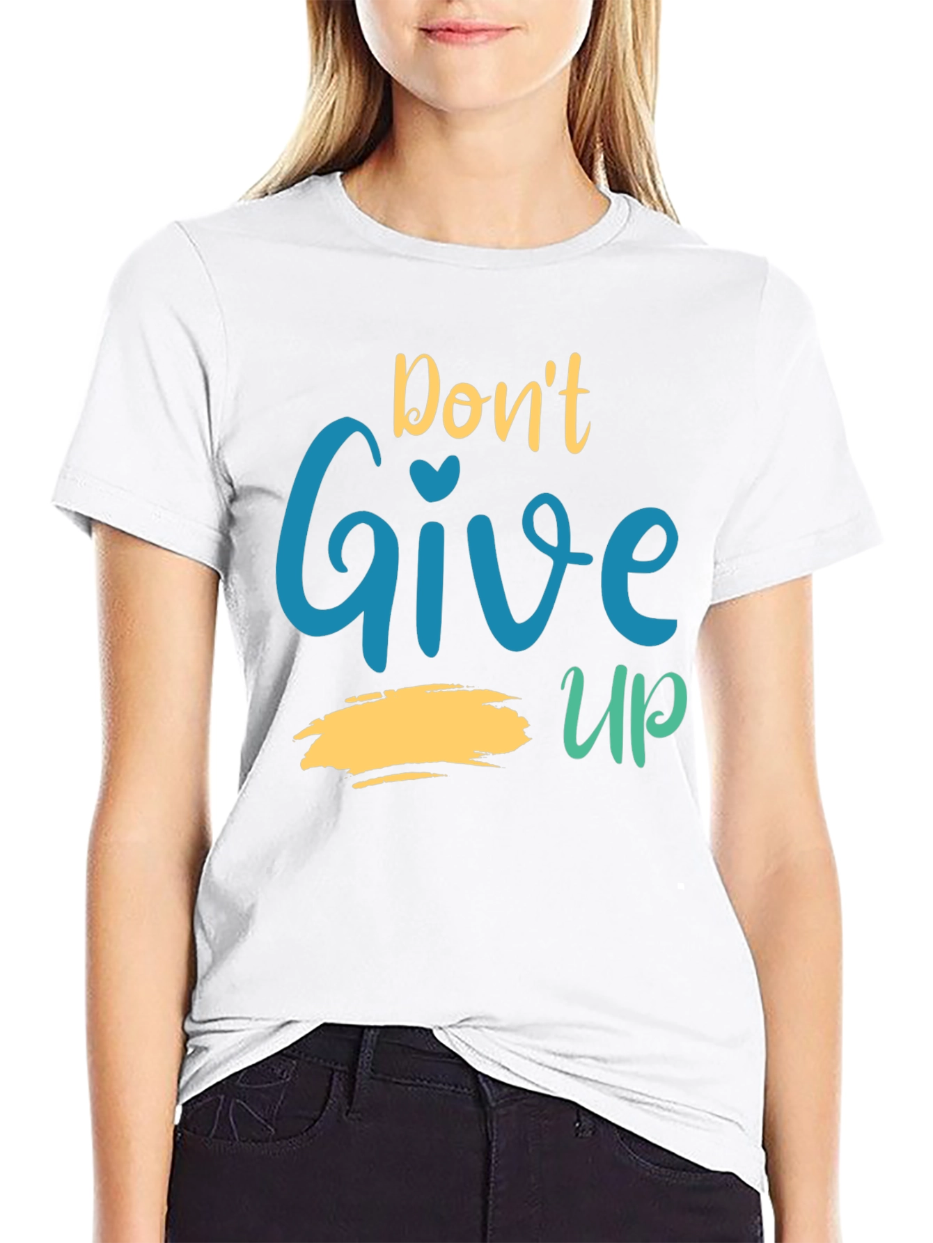 Black Motivational Graphic Tee - Don't Give Up T-Shirt view 9
