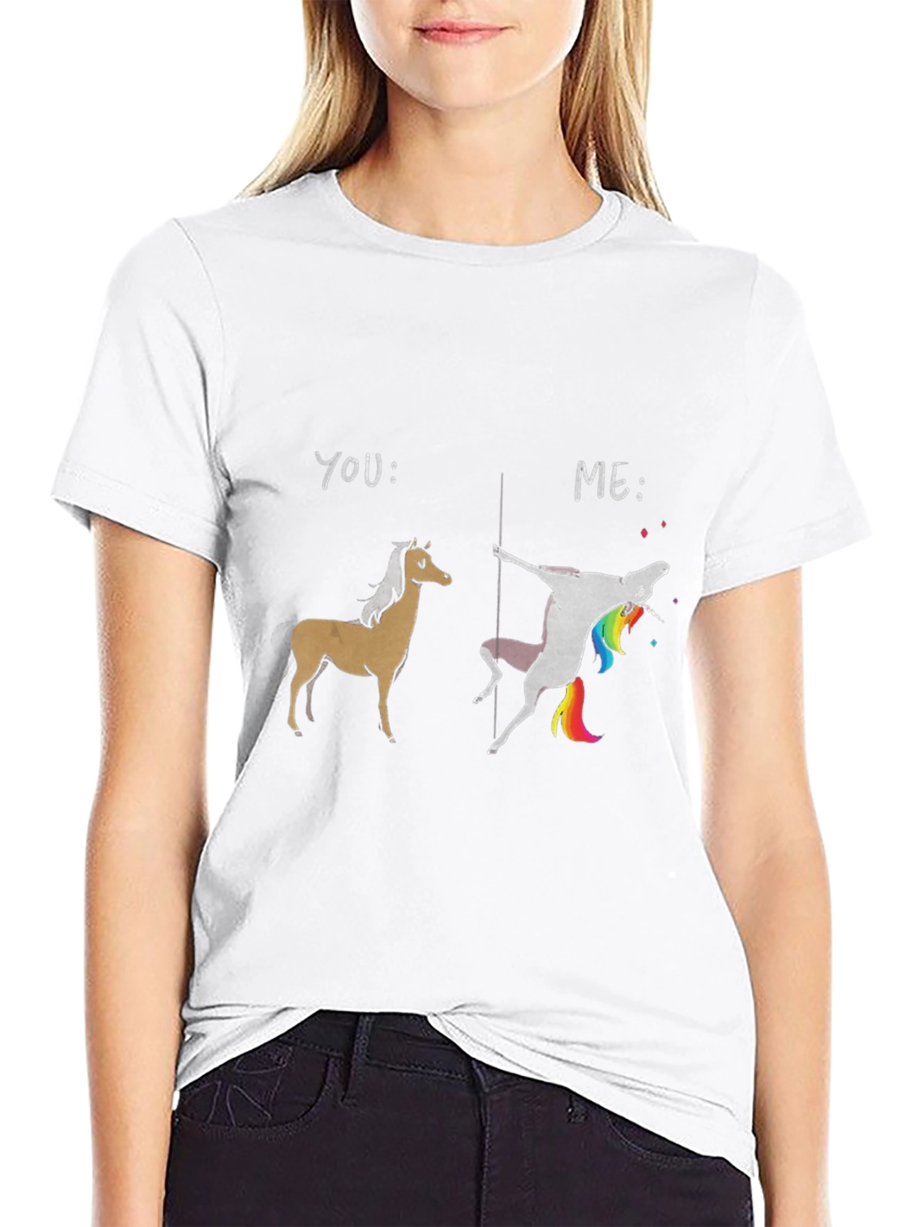 Black Funny You vs Me Unicorn T-Shirt view 9