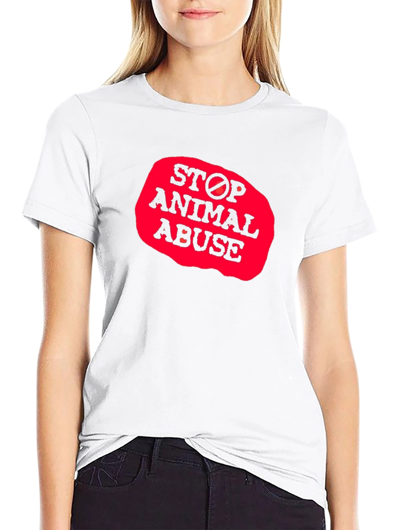 Black Stop Animal Abuse Graphic T-Shirt view 9