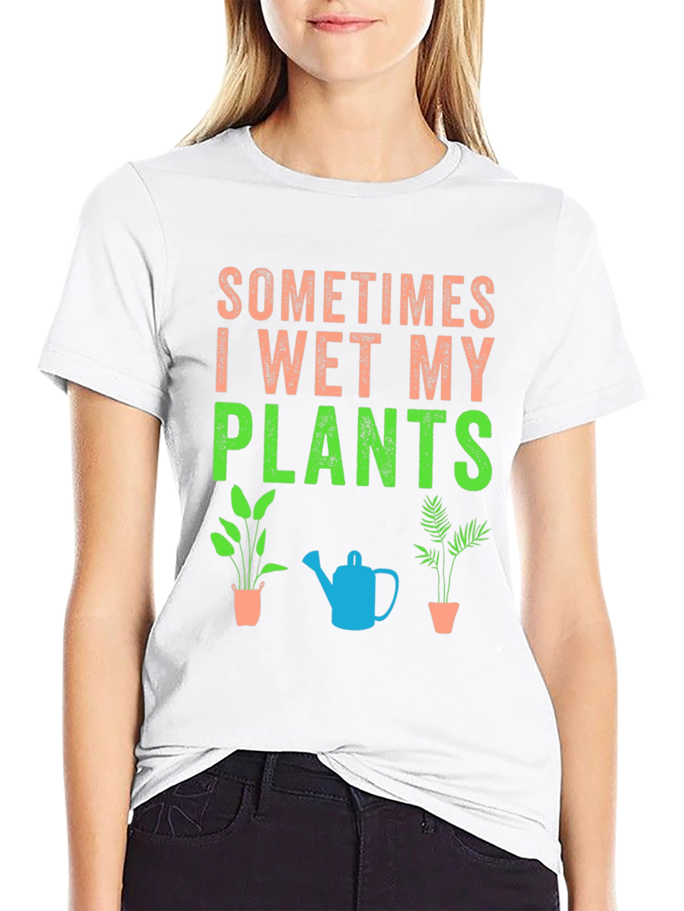 Black Funny Plant Lover T-Shirt: Sometimes I Wet My Plants view 9
