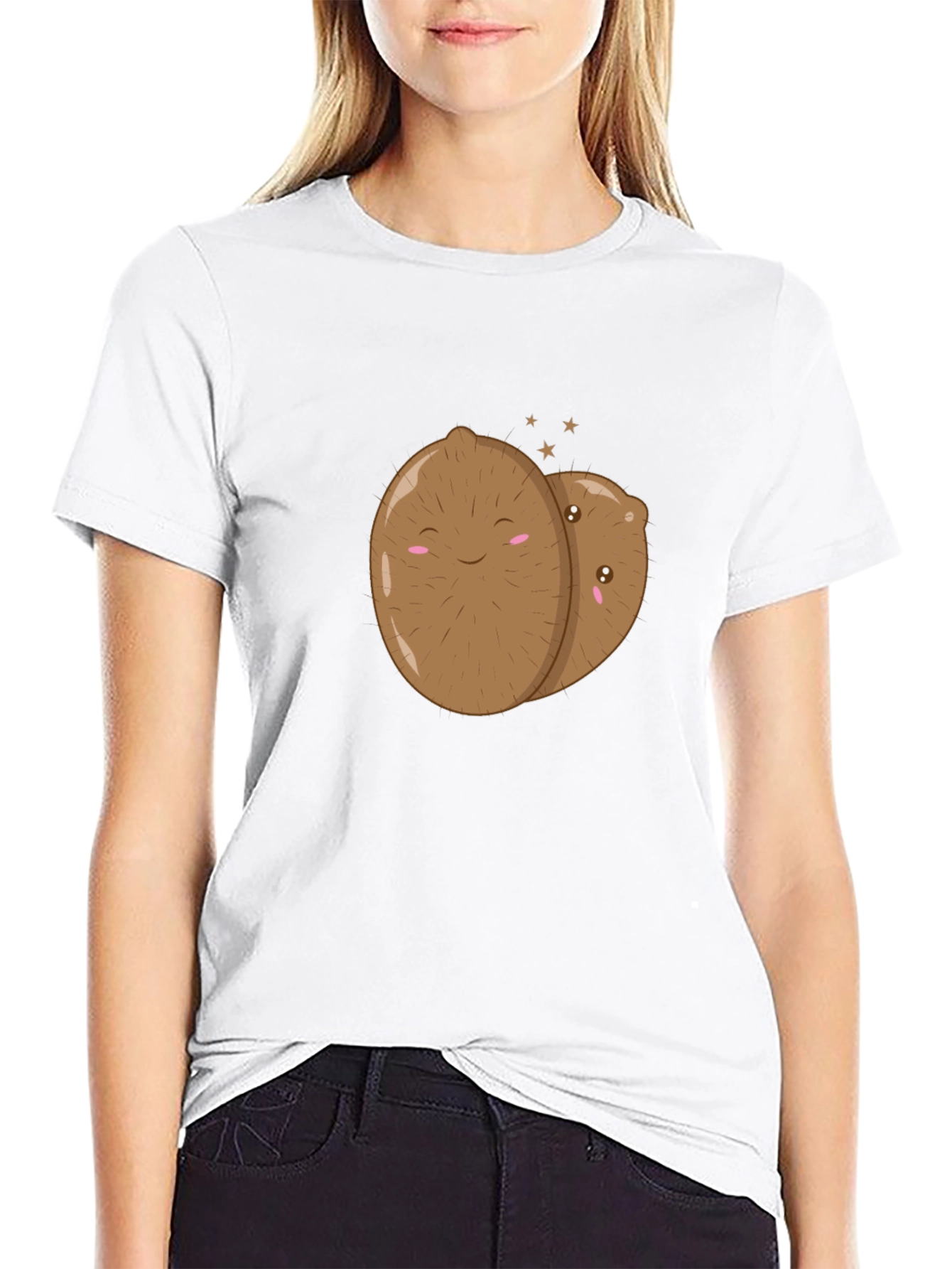 Black Cute Kiwi Couple Graphic T-Shirt - Unisex Black Tee view 9