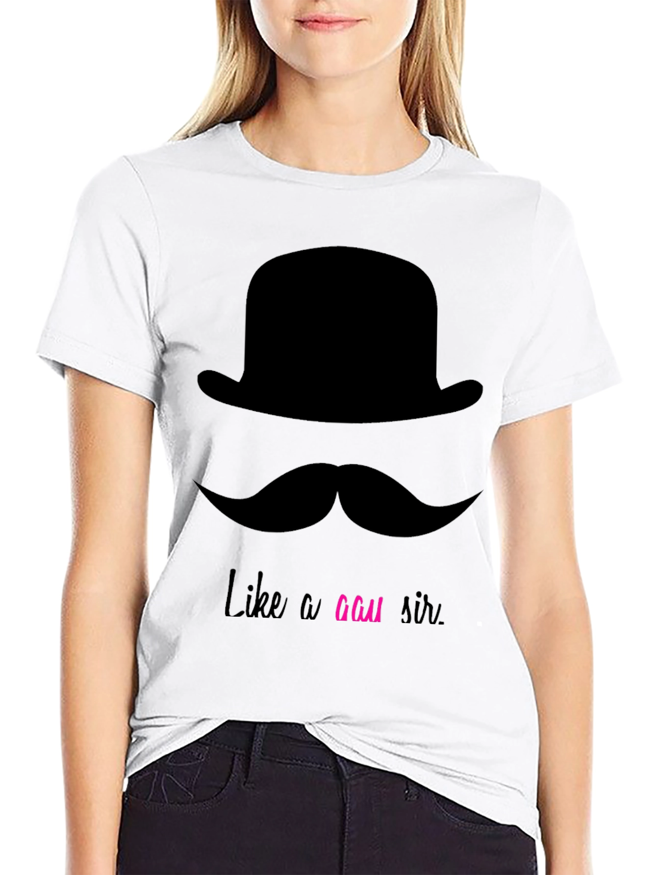 Black Dapper Mustache & Bowler Hat Graphic Tee - Like a GAU Sir view 9