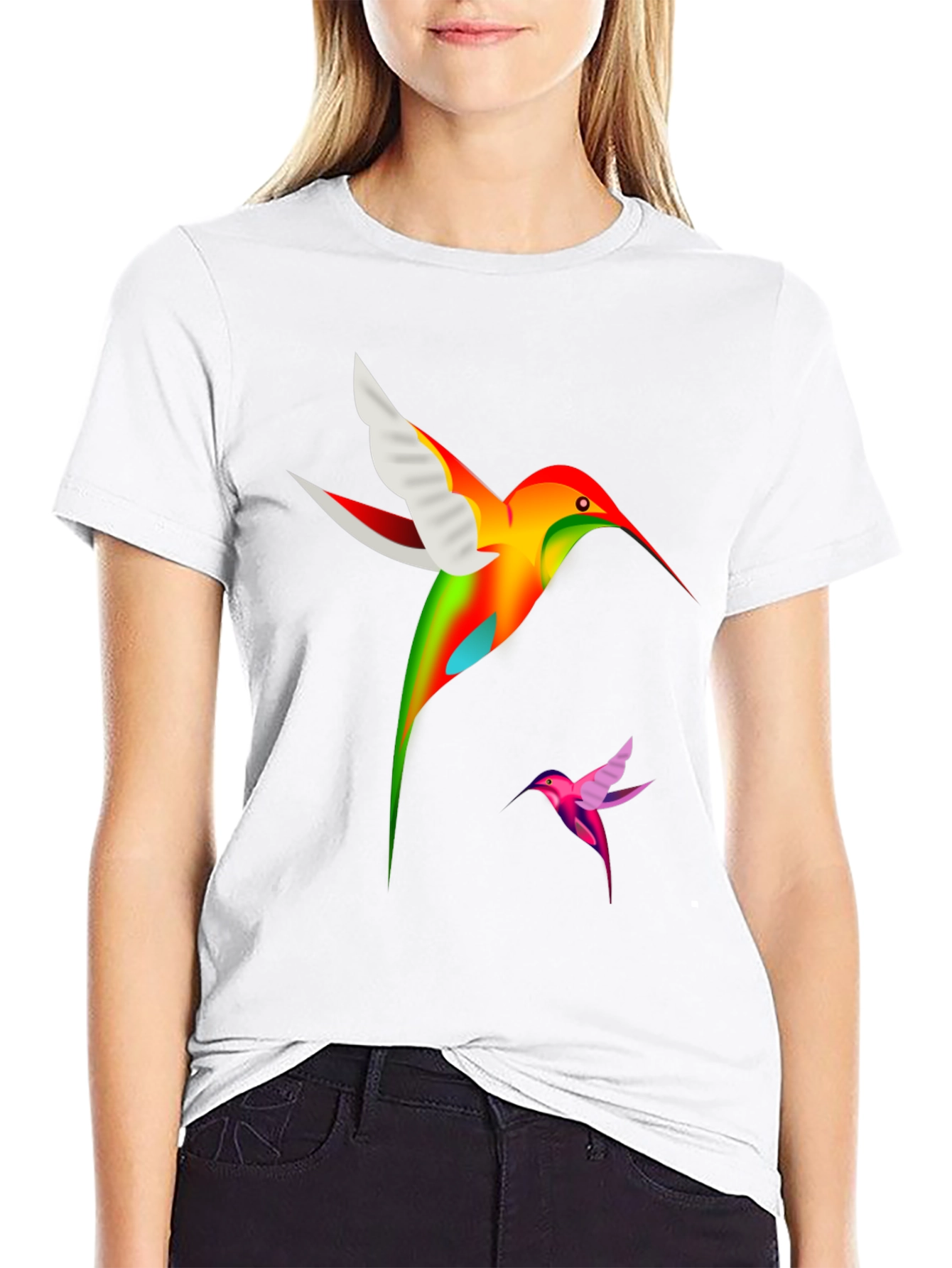 Black Hummingbird Graphic Tee - Bold Bird Design view 9