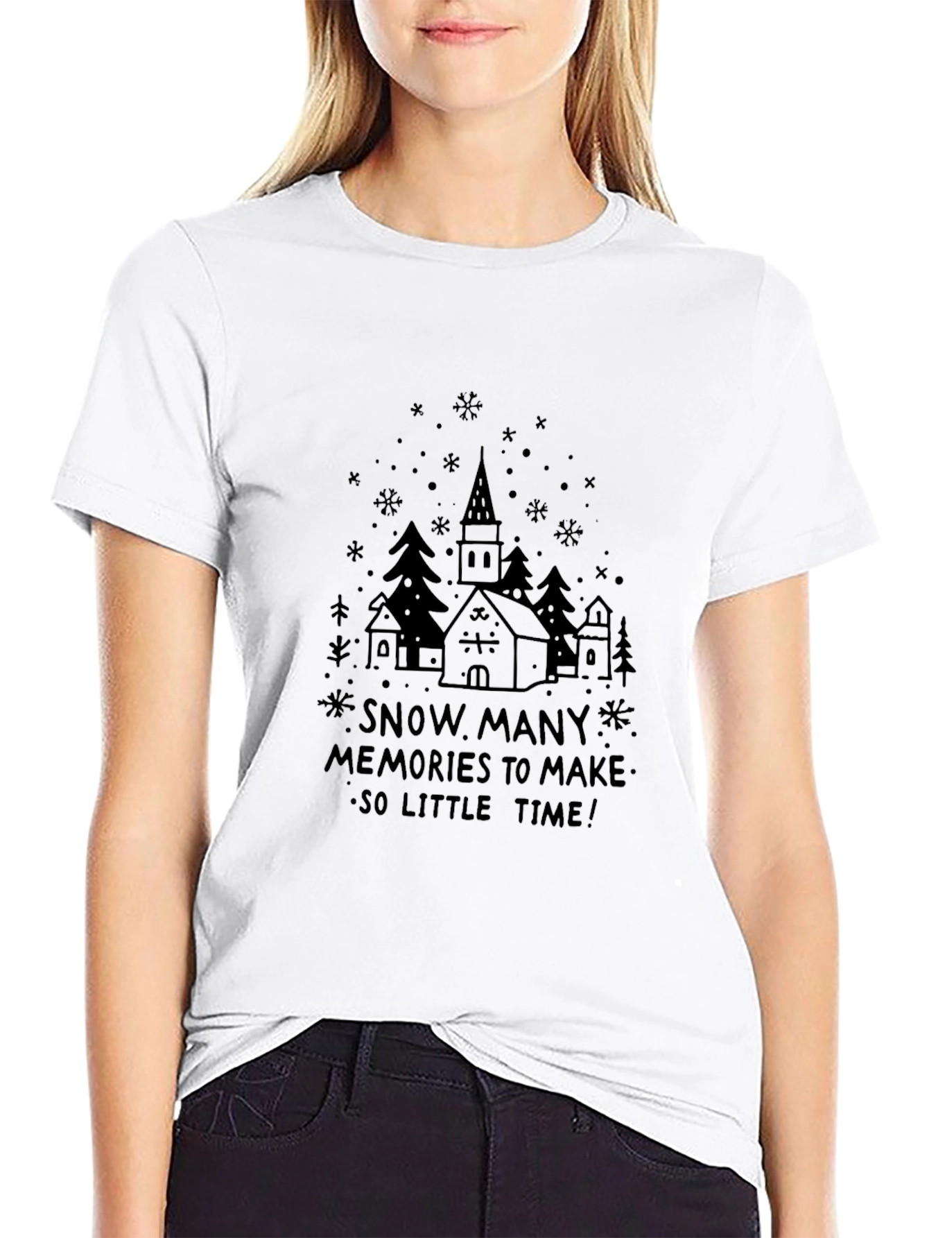 Black Snowy Memories Graphic T-Shirt view 9
