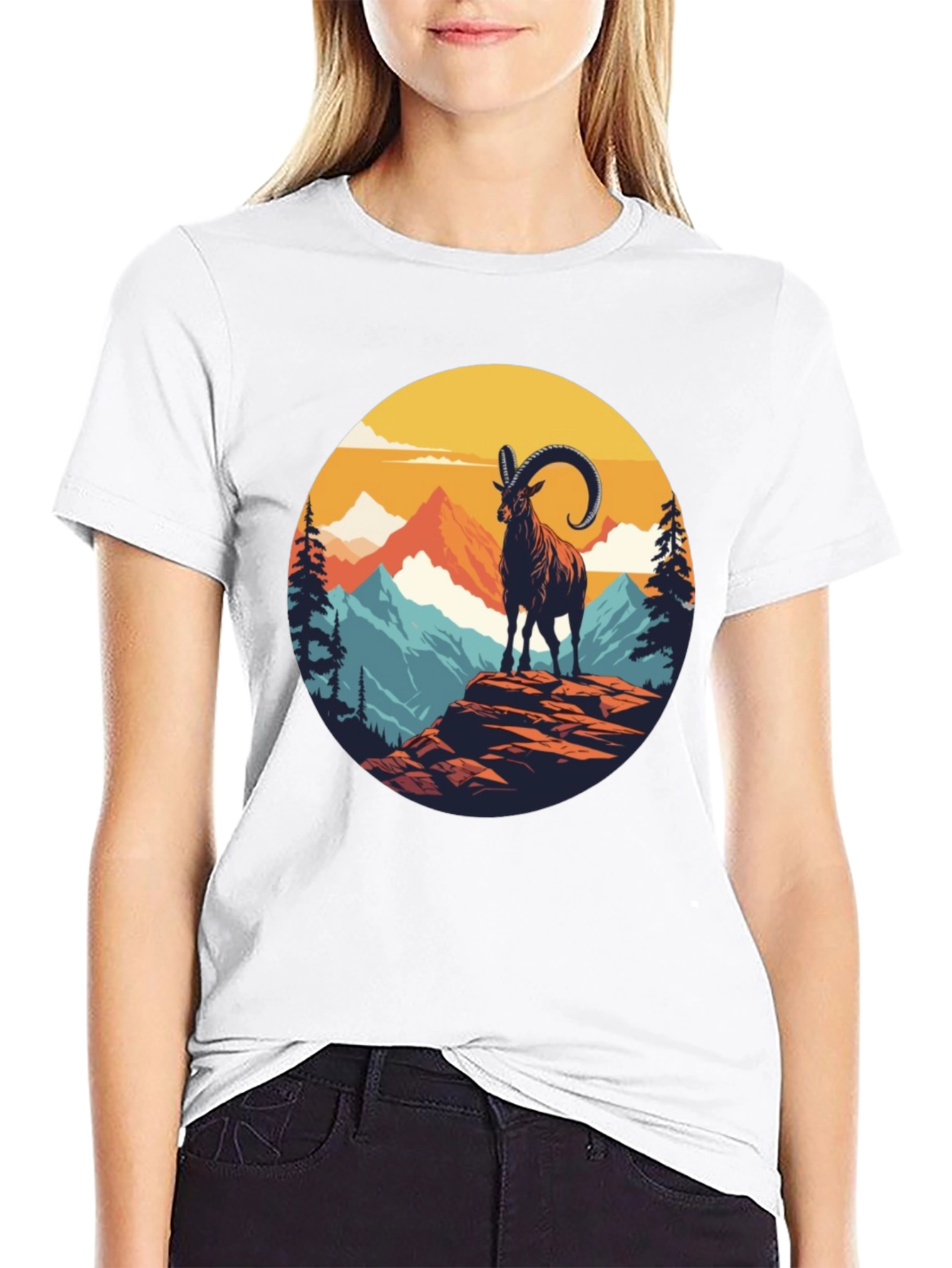 Black Mountain Goat Graphic Tee - Black view 9