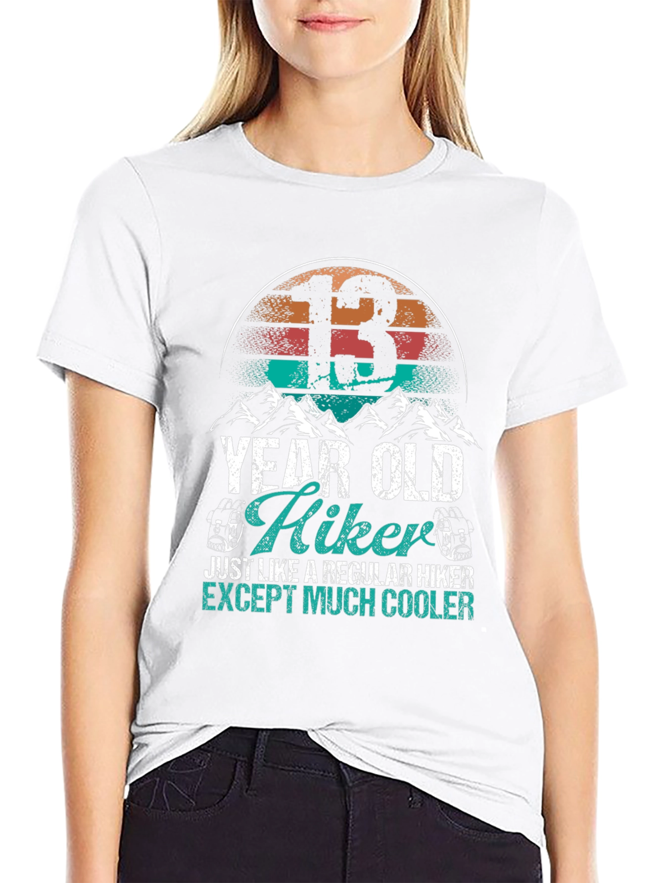 Black 13 Year Old Hiker Graphic T-Shirt - Cool Hiking Tee view 9