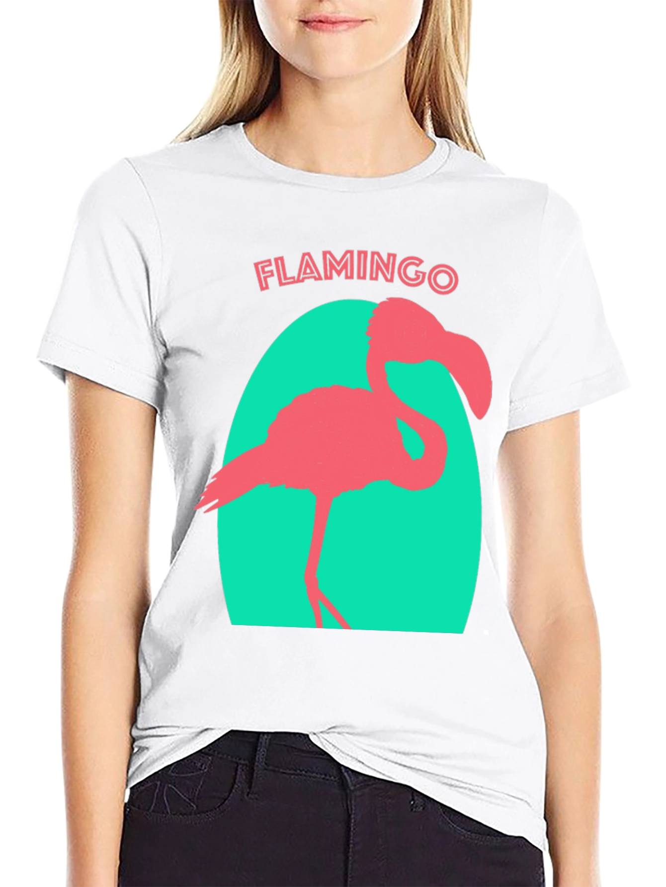 Black Flamingo Graphic Tee - Black Cotton T-Shirt view 9