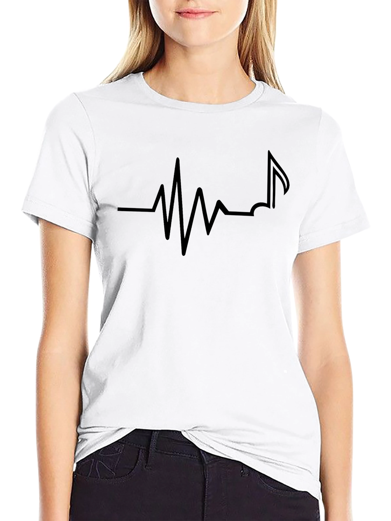 Black Music Heartbeat Graphic Tee - Black view 9