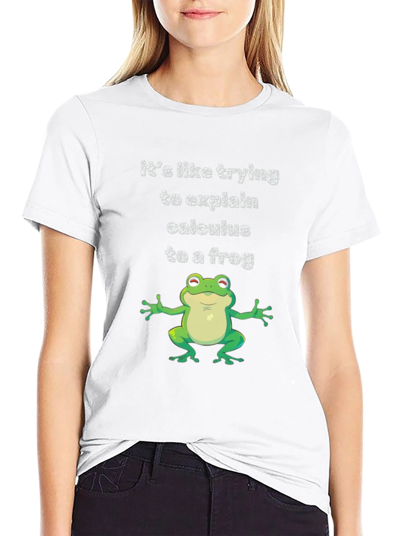 Black Funny Calculus Frog Graphic Tee - Black Cotton T-Shirt view 9