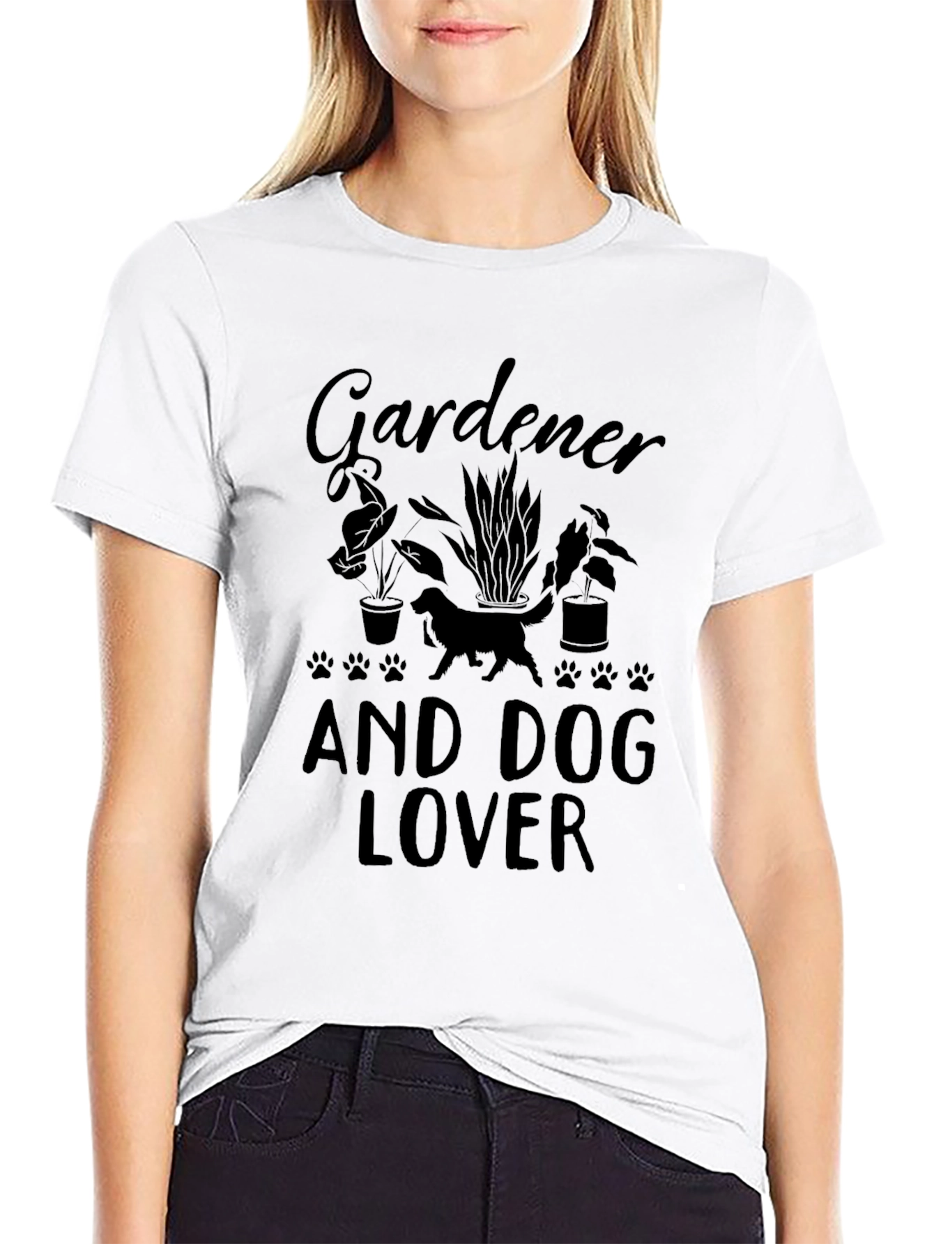 Black Gardener and Dog Lover Black Graphic T-Shirt view 9