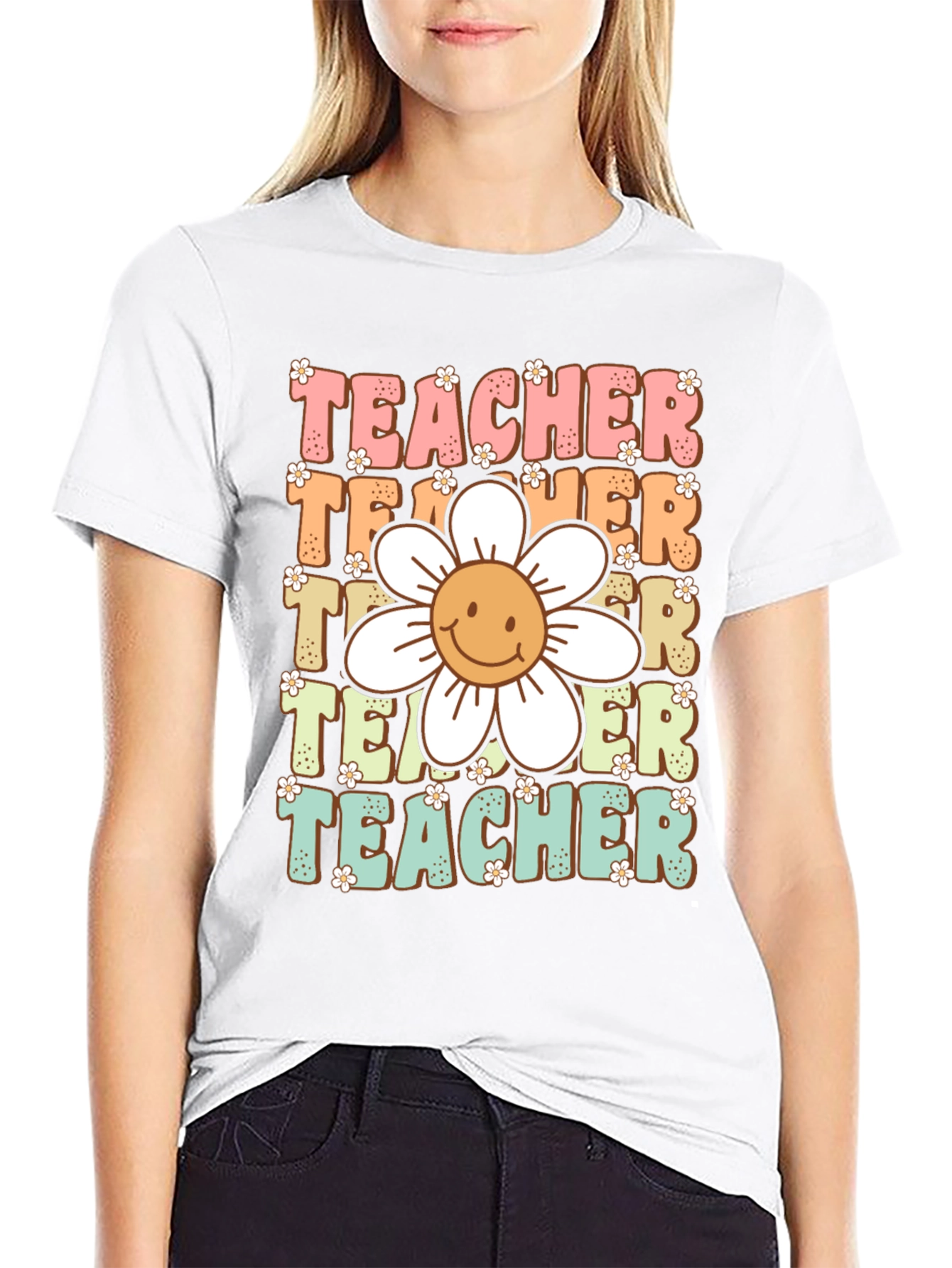 Black Retro Teacher Graphic T-Shirt view 9