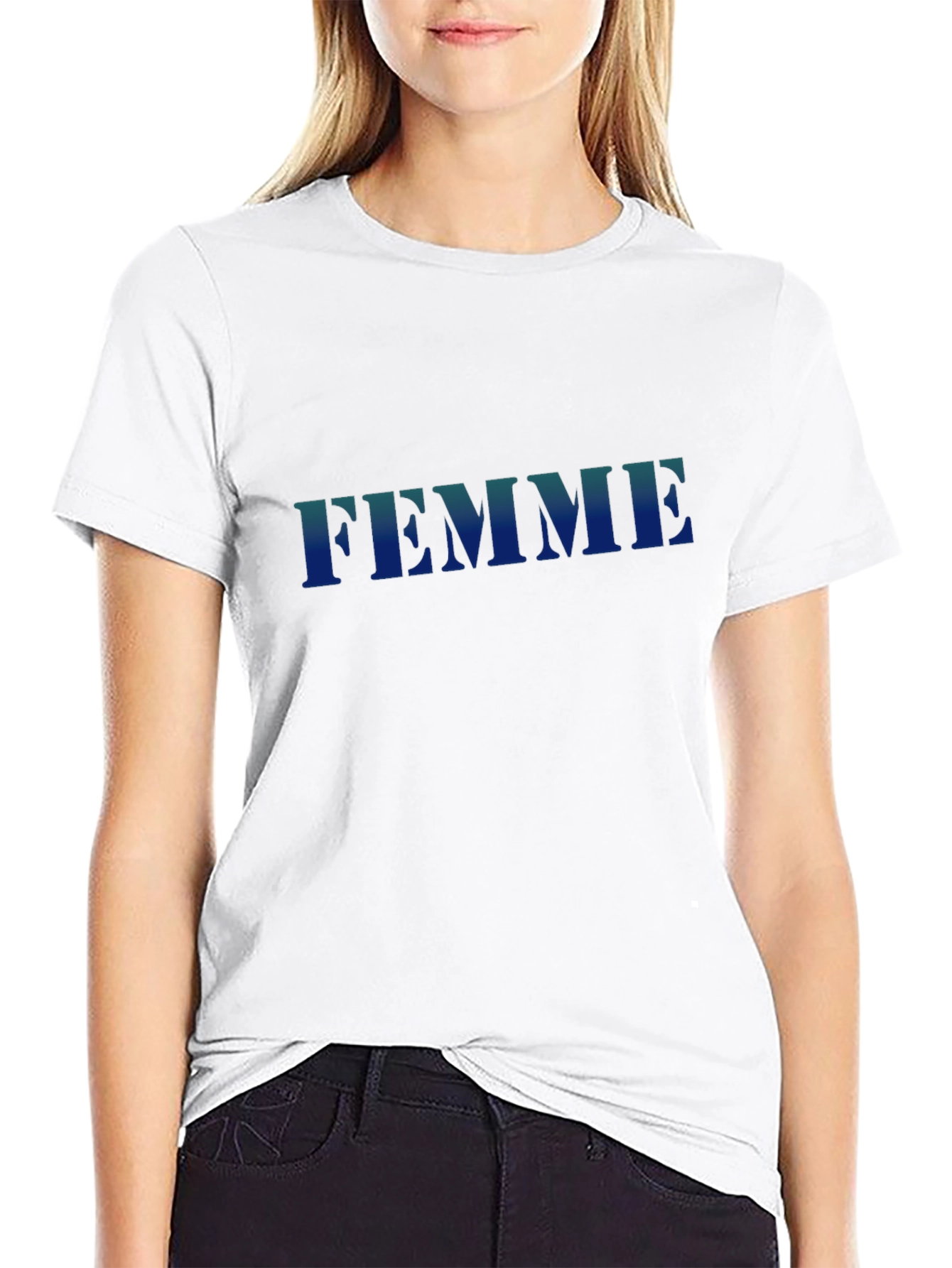 Black Femme Graphic T-Shirt - Trendy Casual Wear view 9
