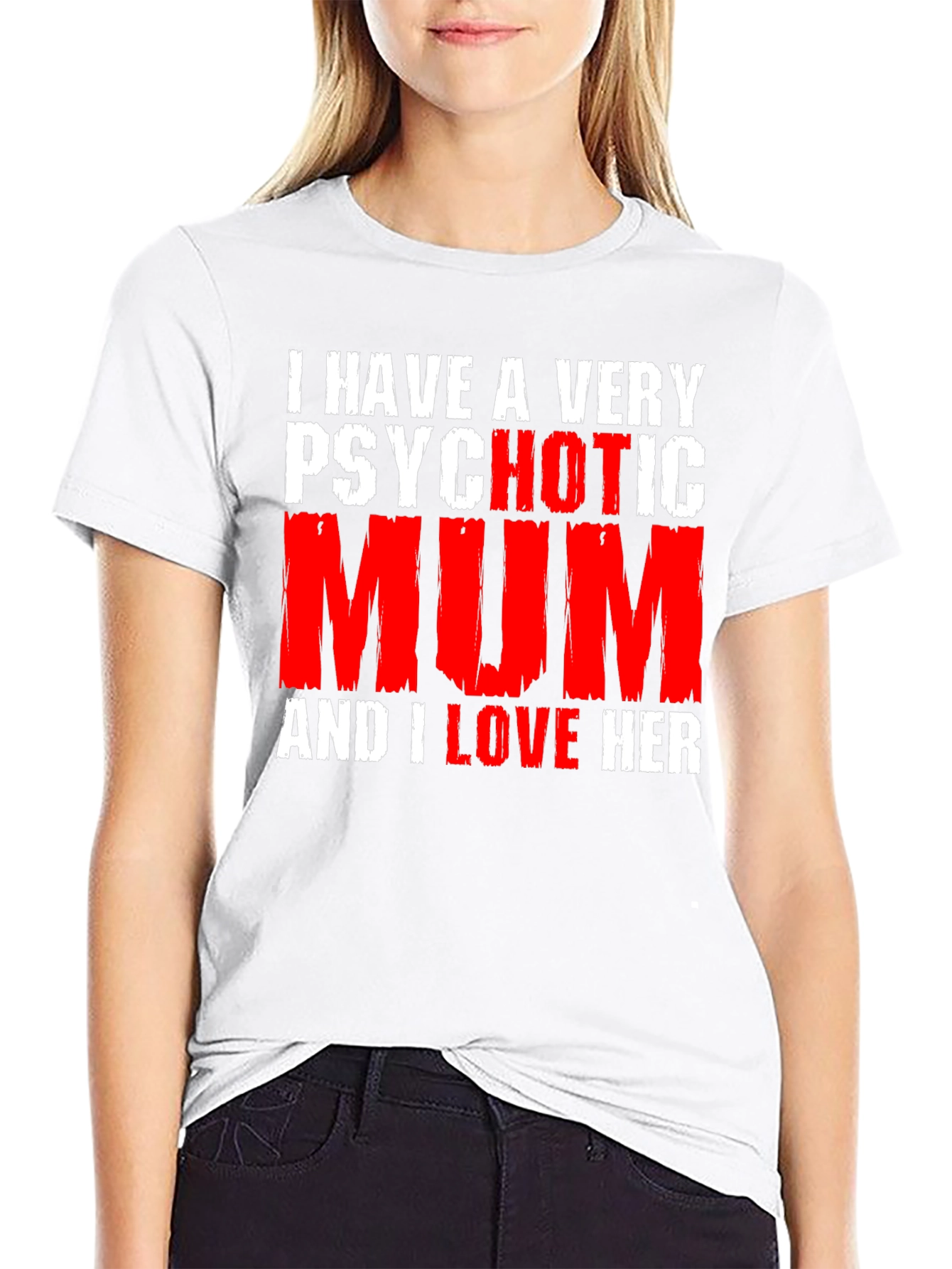 Black Psychotic Mum T-Shirt - Funny Novelty Graphic Tee view 9