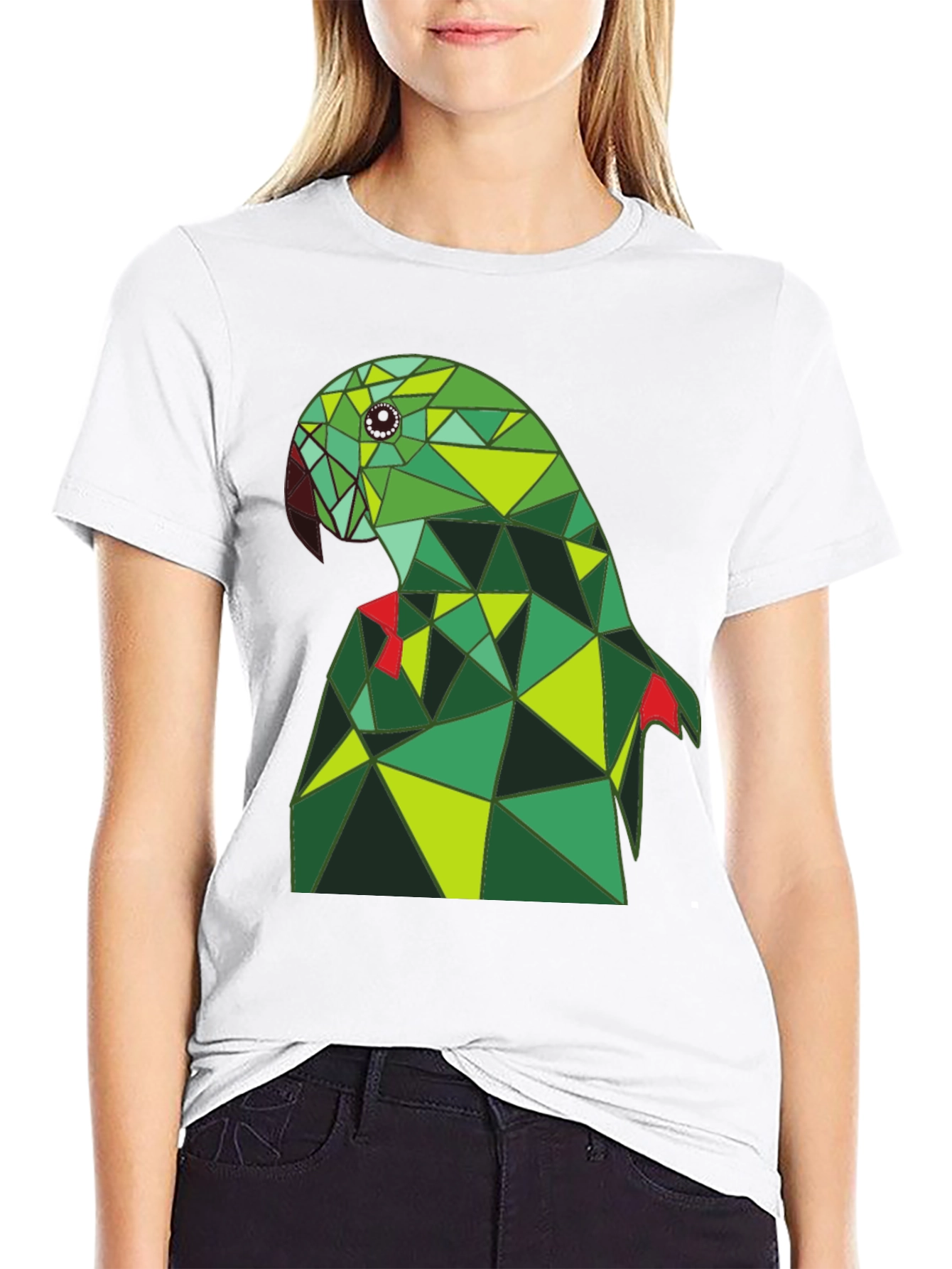 Black Geometric Parrot Tee - Stylish Graphic Print view 9