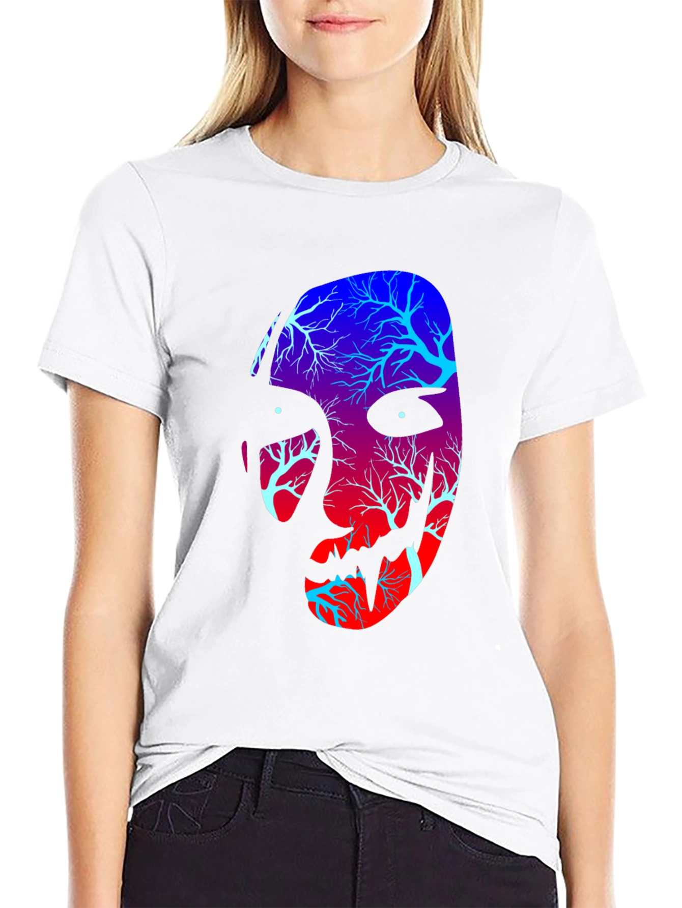 Black Tree Spirit Face Graphic Tee - Black view 9