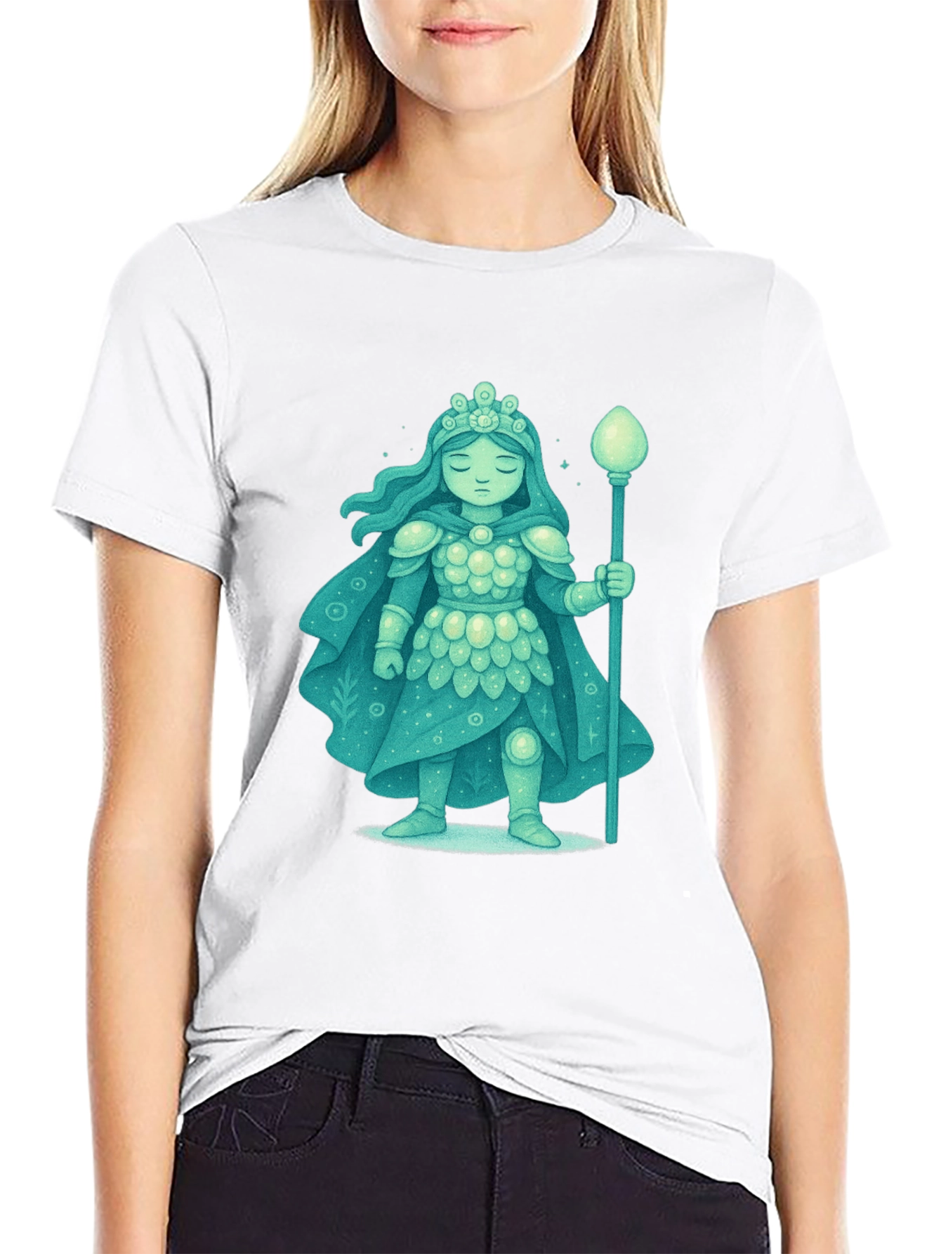 Black Mystical Ice Queen Graphic Tee - Unique Fantasy Design view 9